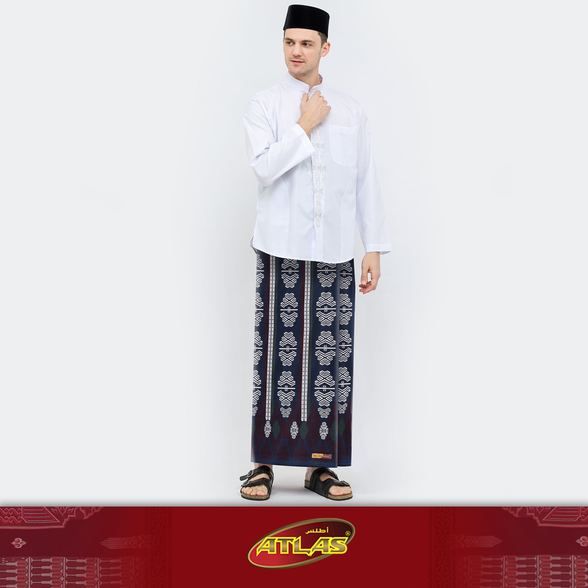 Sarung ATLAS Bustan Series Palestine Lombok Navy