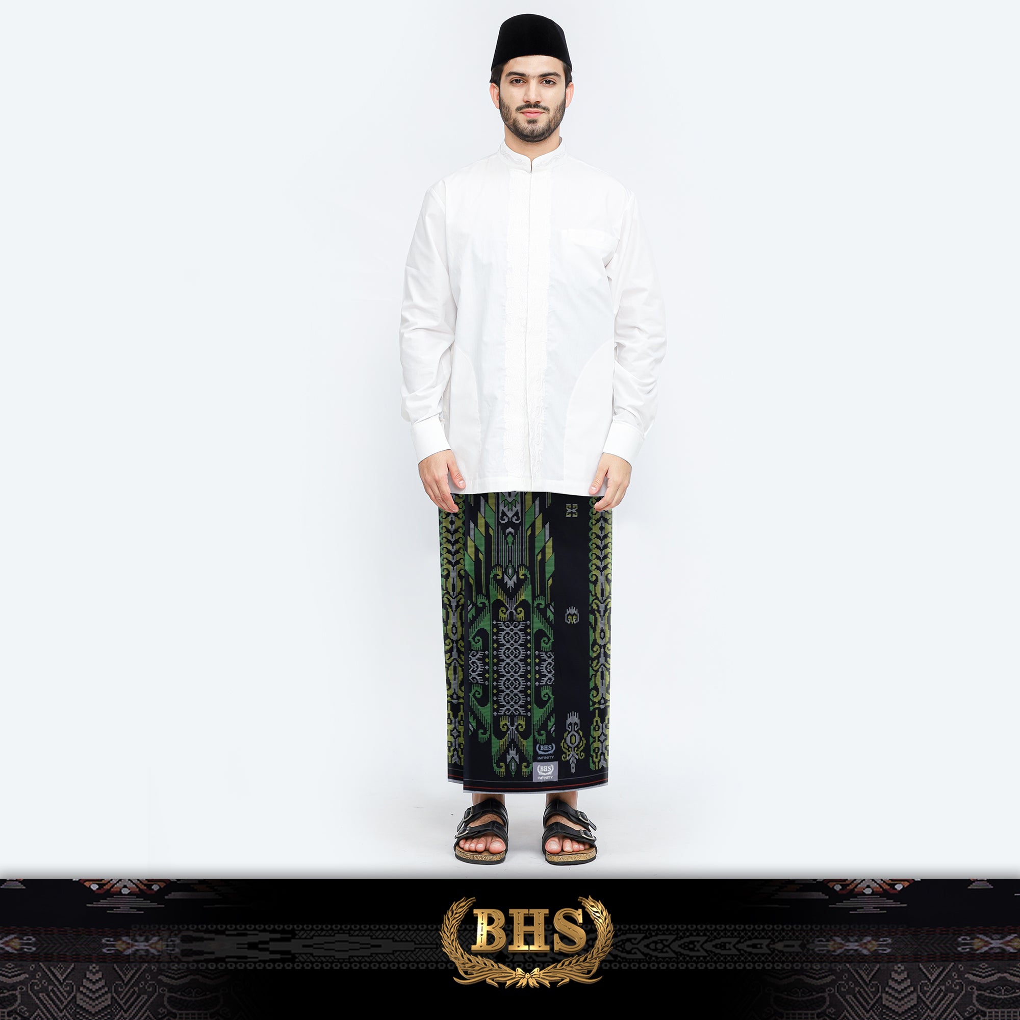 Sarung BHS Infinity Silver Motif V32 KJC SJ Hitam Hijau