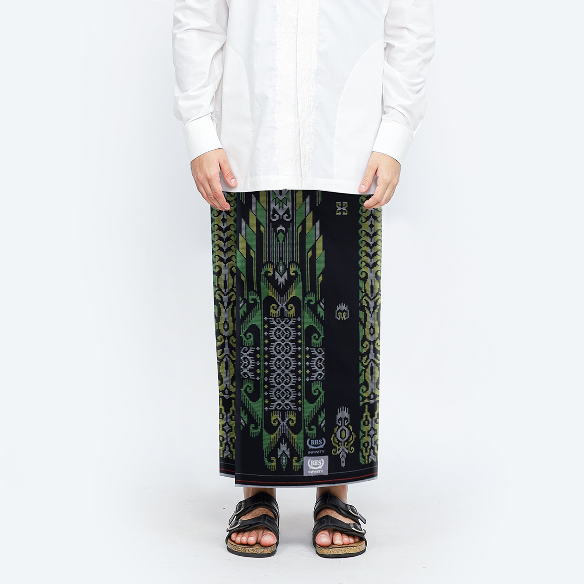 Sarung BHS Infinity Silver Motif V32 KJC SJ Hitam Hijau