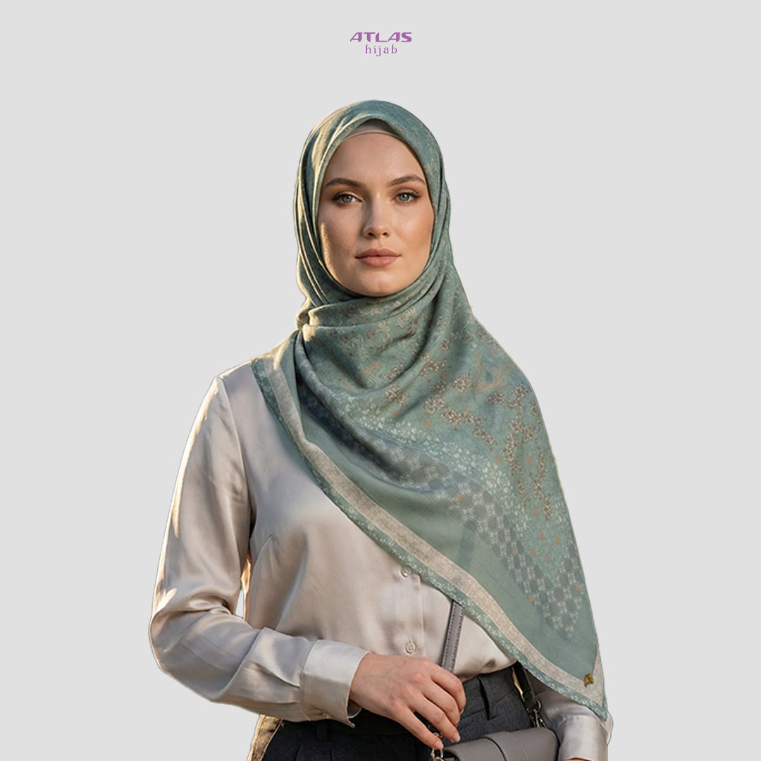 Atlas Hijab Noor Vitae Series Motif Wiselle Kerudung Segi Empat