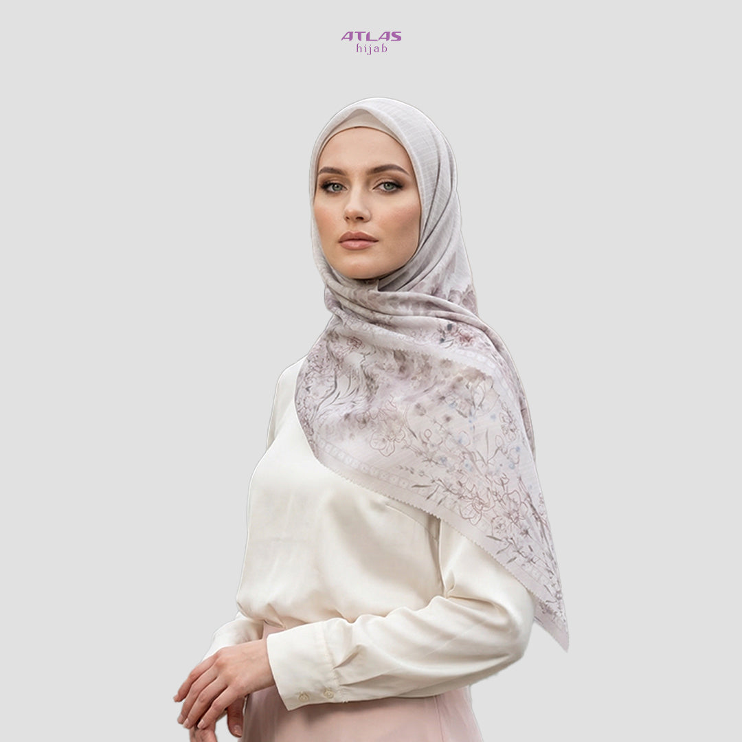 Atlas Hijab Noor Vitae Series Motif Nafia Kerudung Segi Empat