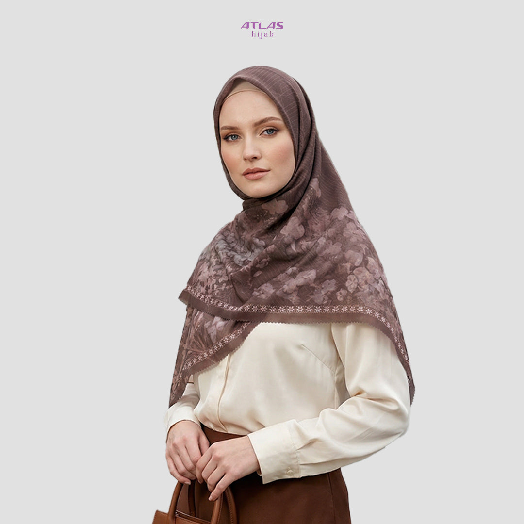 Atlas Hijab Noor Vitae Series Motif Nafia Kerudung Segi Empat