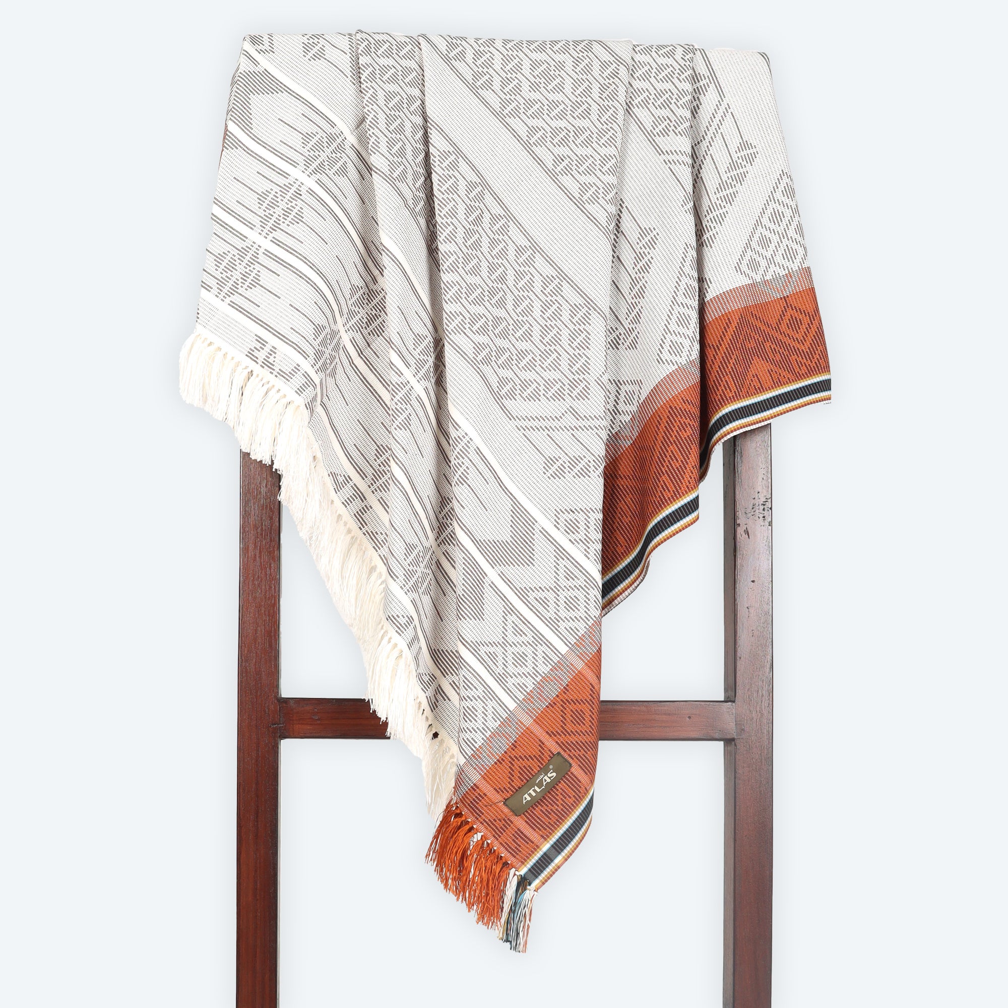 Surban Subaiyah ATLAS Motif Dobby SGF 01 Putih Coklat - Sarung Indonesia