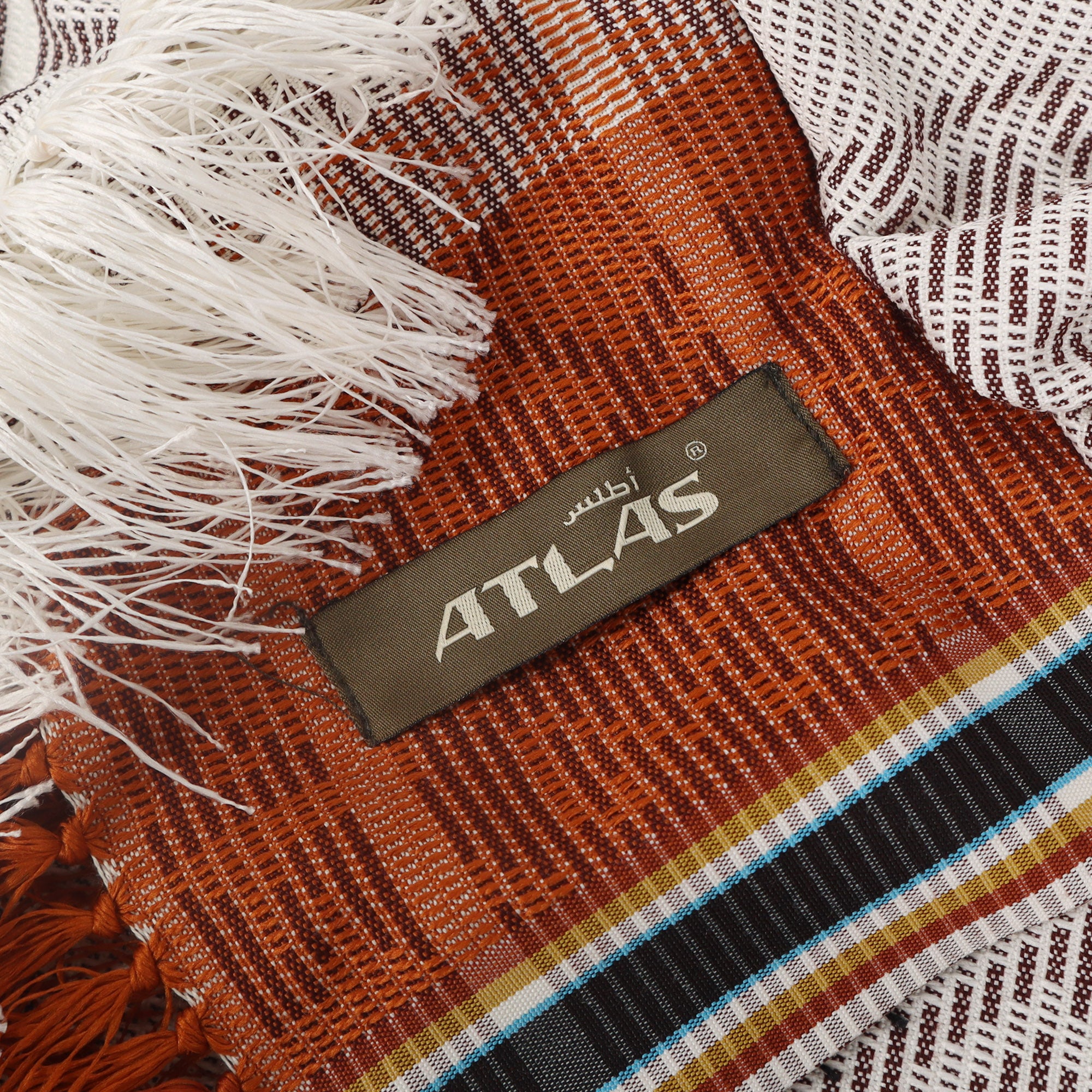 Surban Subaiyah ATLAS Motif Dobby SGF 01 Putih Coklat - Sarung Indonesia
