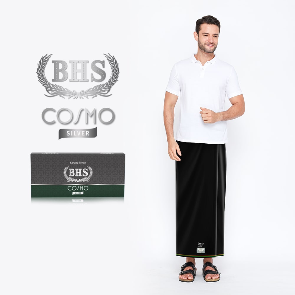 BHS Cosmo Silver Plain Black Sarong