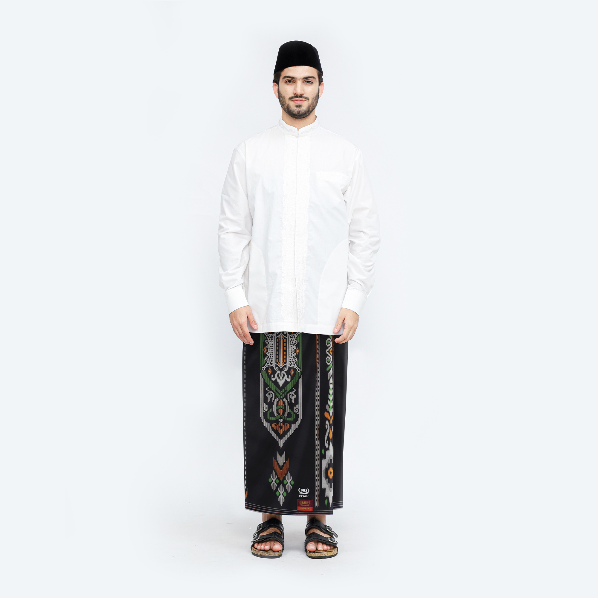 Sarung BHS Infinity Gold Motif V32 EKB Hitam Hijau 01