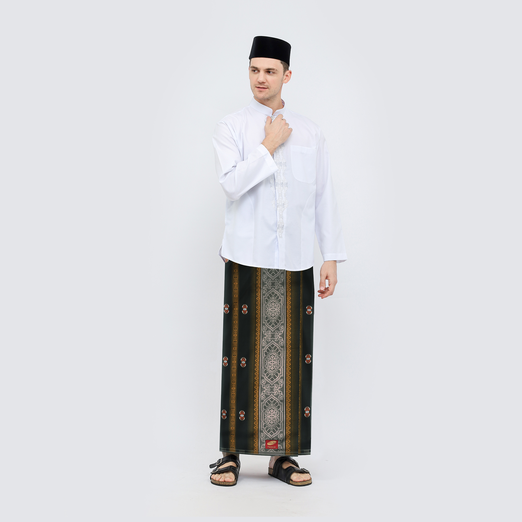 Sarung ATLAS Premium 790 Jacquard Songket Hitam Kuning 01