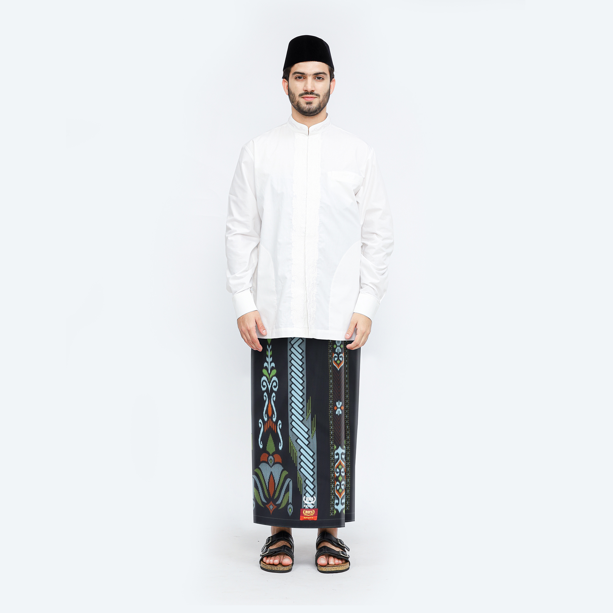Sarung BHS Infinity Gold Motif V32 PKA Hitam Biru