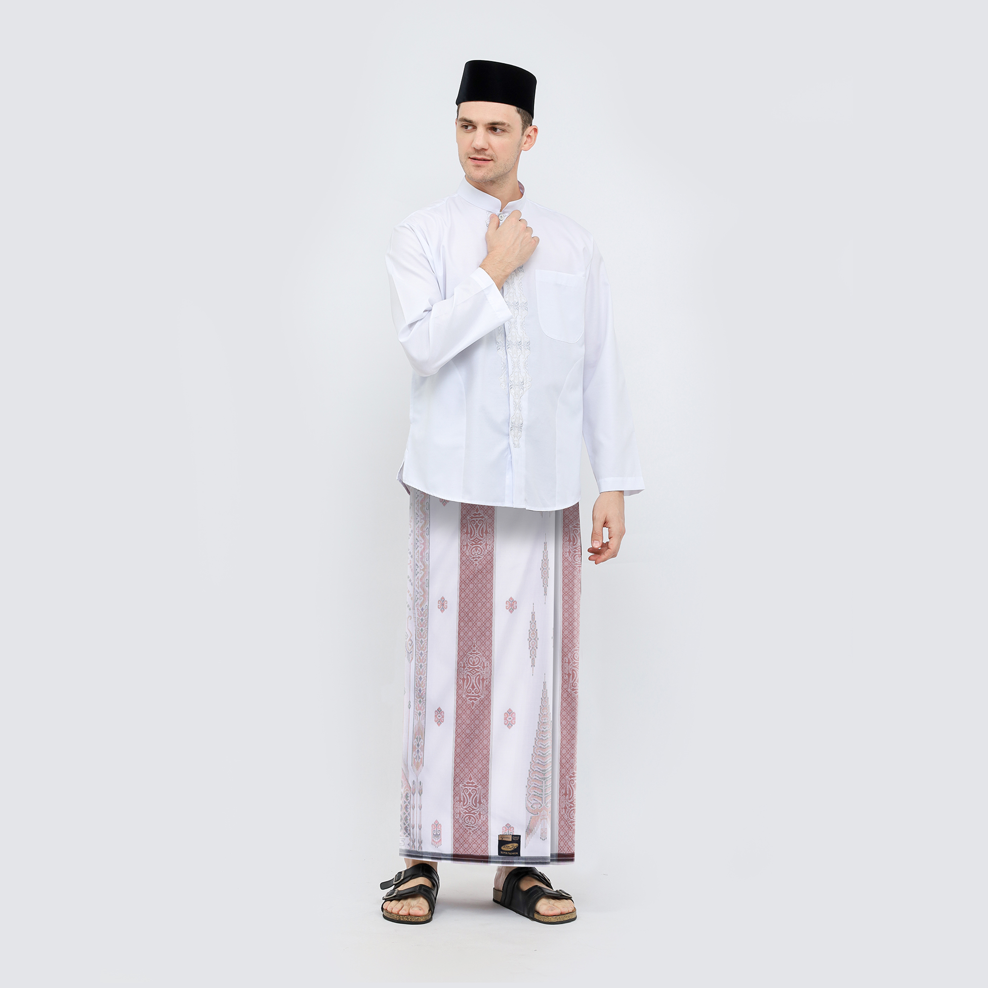 Sarung ATLAS Super Premium 980 Motif A9 JGL Putih Coklat