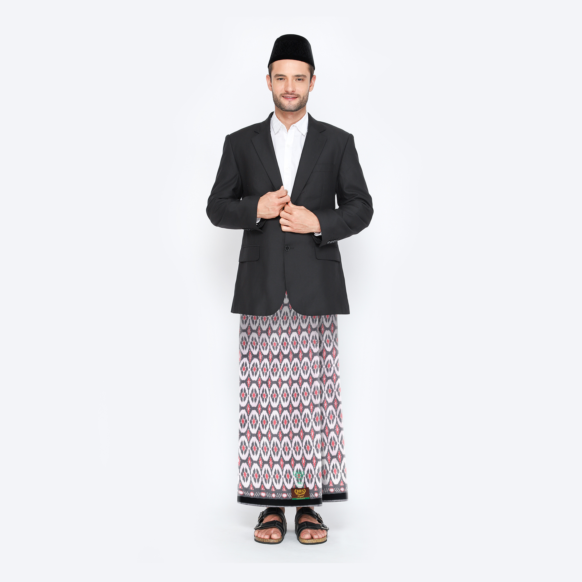 Sarung BHS Royal Gold Motif R53 PGA Abu-Abu 01