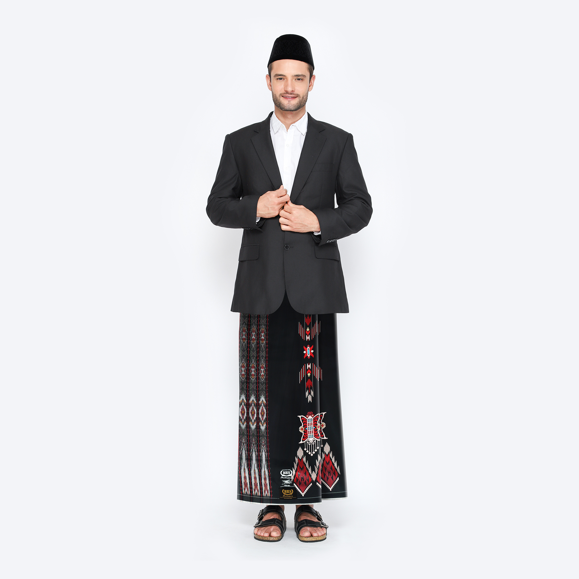 Sarung BHS Masterpiece Gold Motif M98 SEA Hitam Merah 06