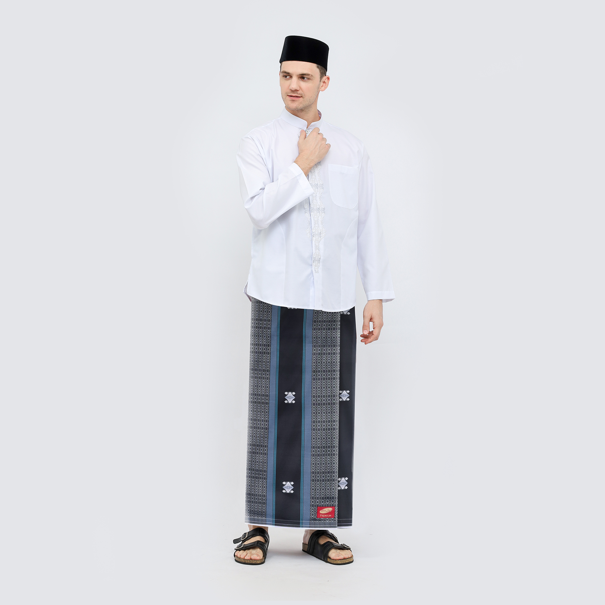 Sarung ATLAS Premium 760 Songket Hitam Abu