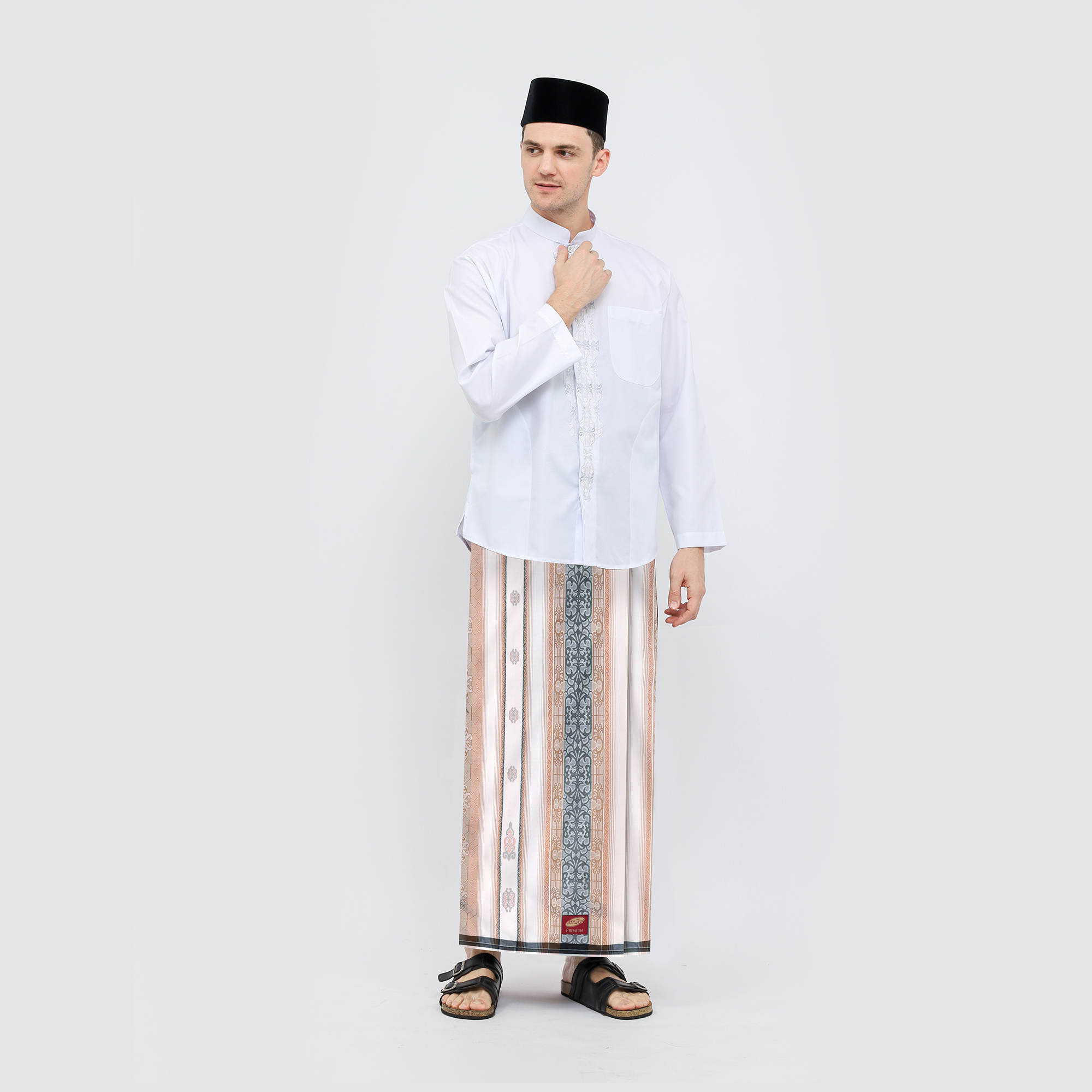 Sarung ATLAS Premium 790 Jacquard Songket Putih Cream 04