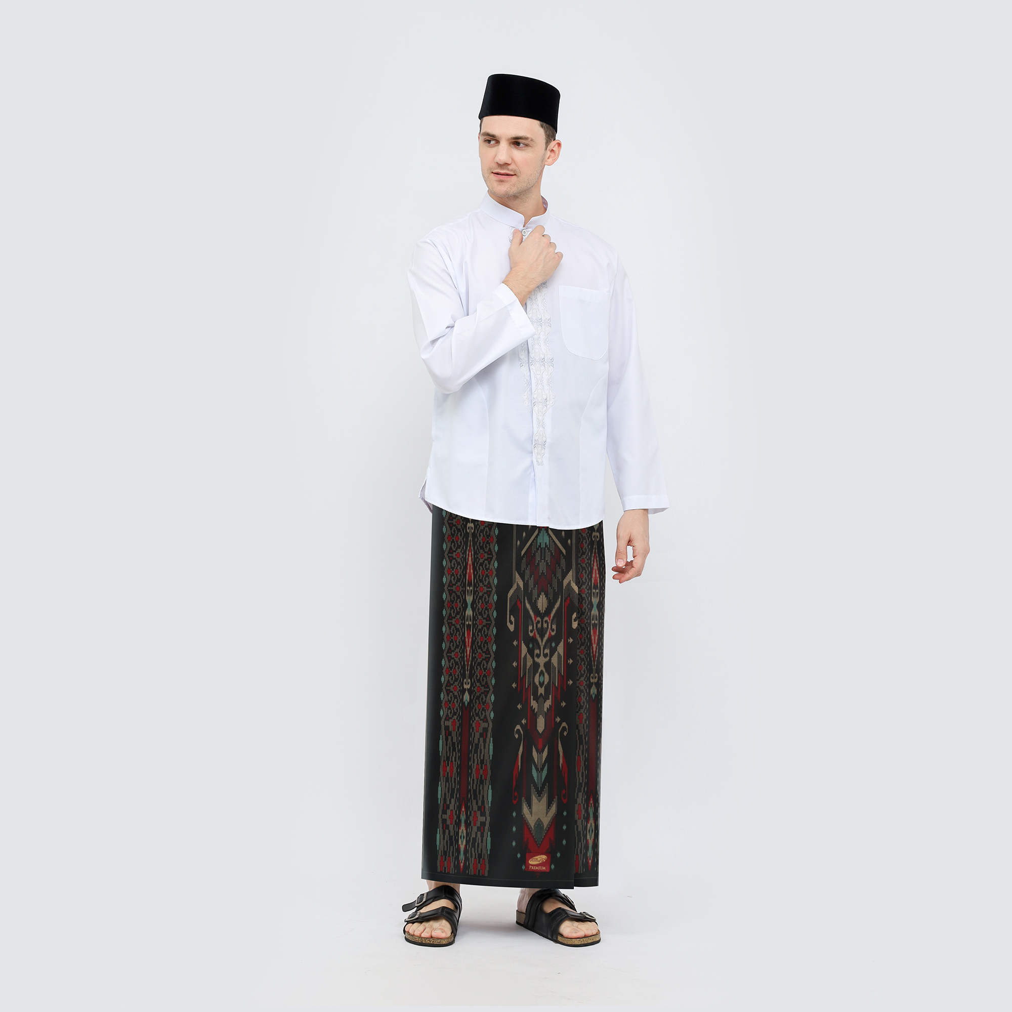 Sarung ATLAS Premium 735 Kembang P7-PKD Hitam Merah 04