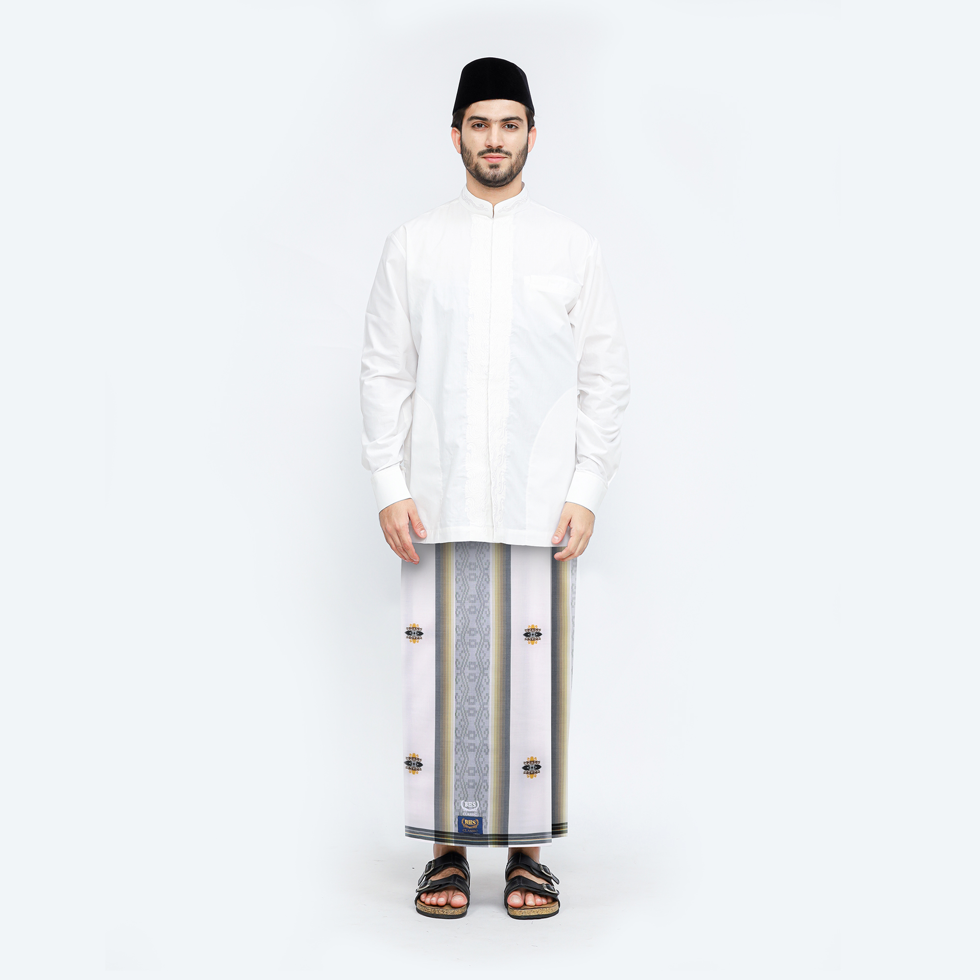 Sarung BHS Classic Gold Motif C45 SSF Abu Putih