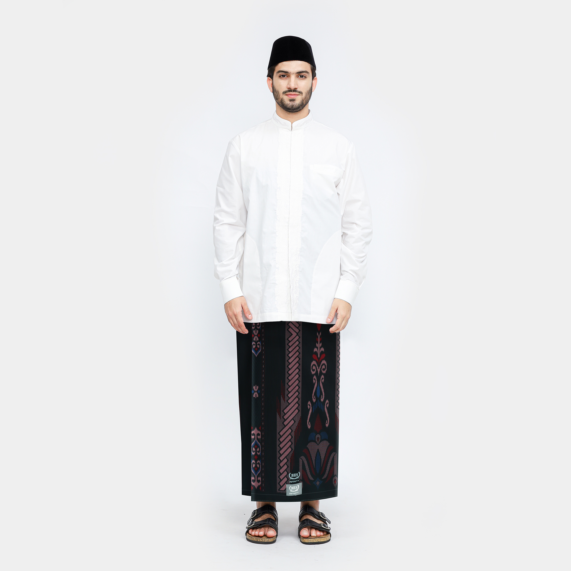 Sarung BHS Infinity Silver Motif V32 PKA Hitam Merah 02