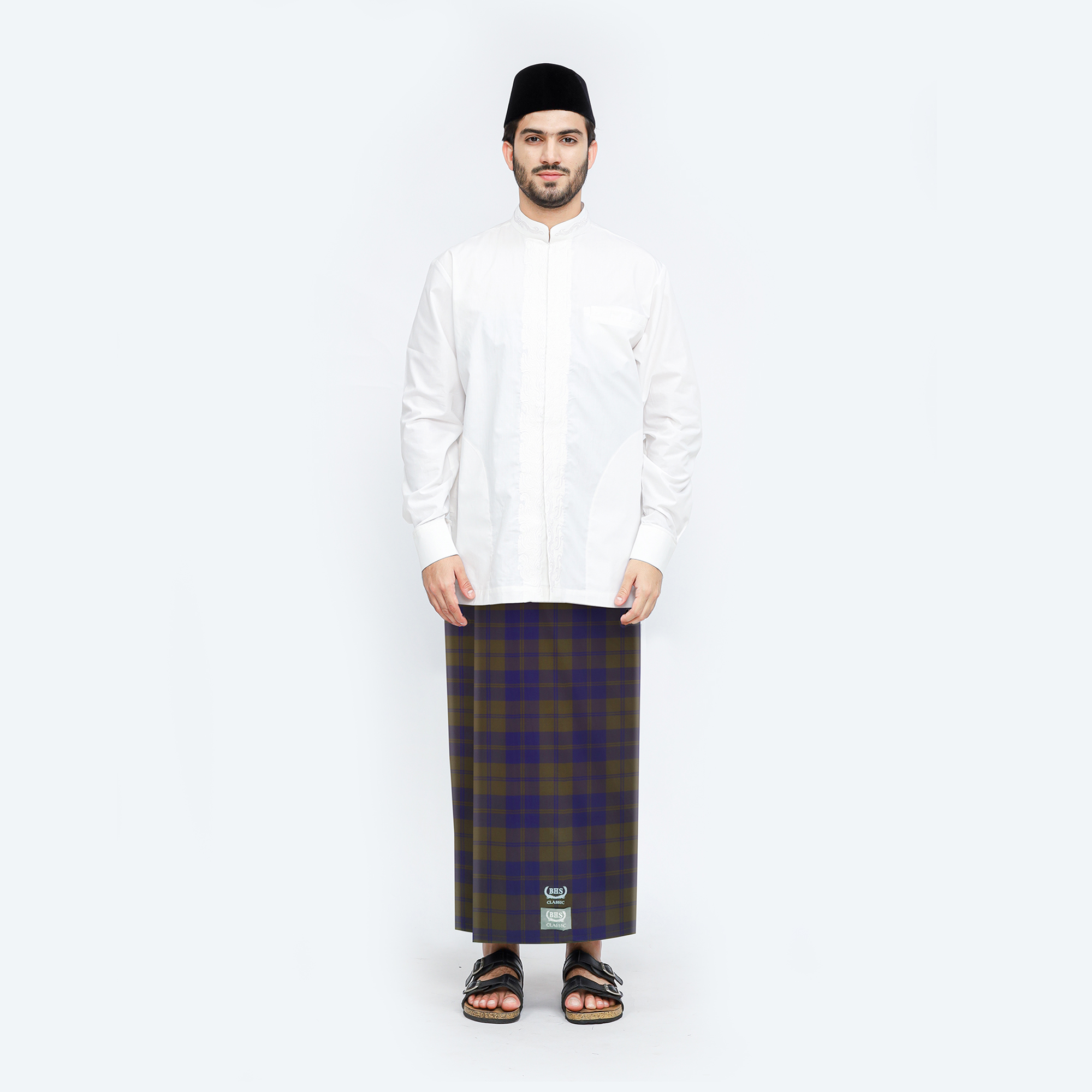 Sarung BHS Classic Silver Motif C42 KDT Olive Muda Sedang