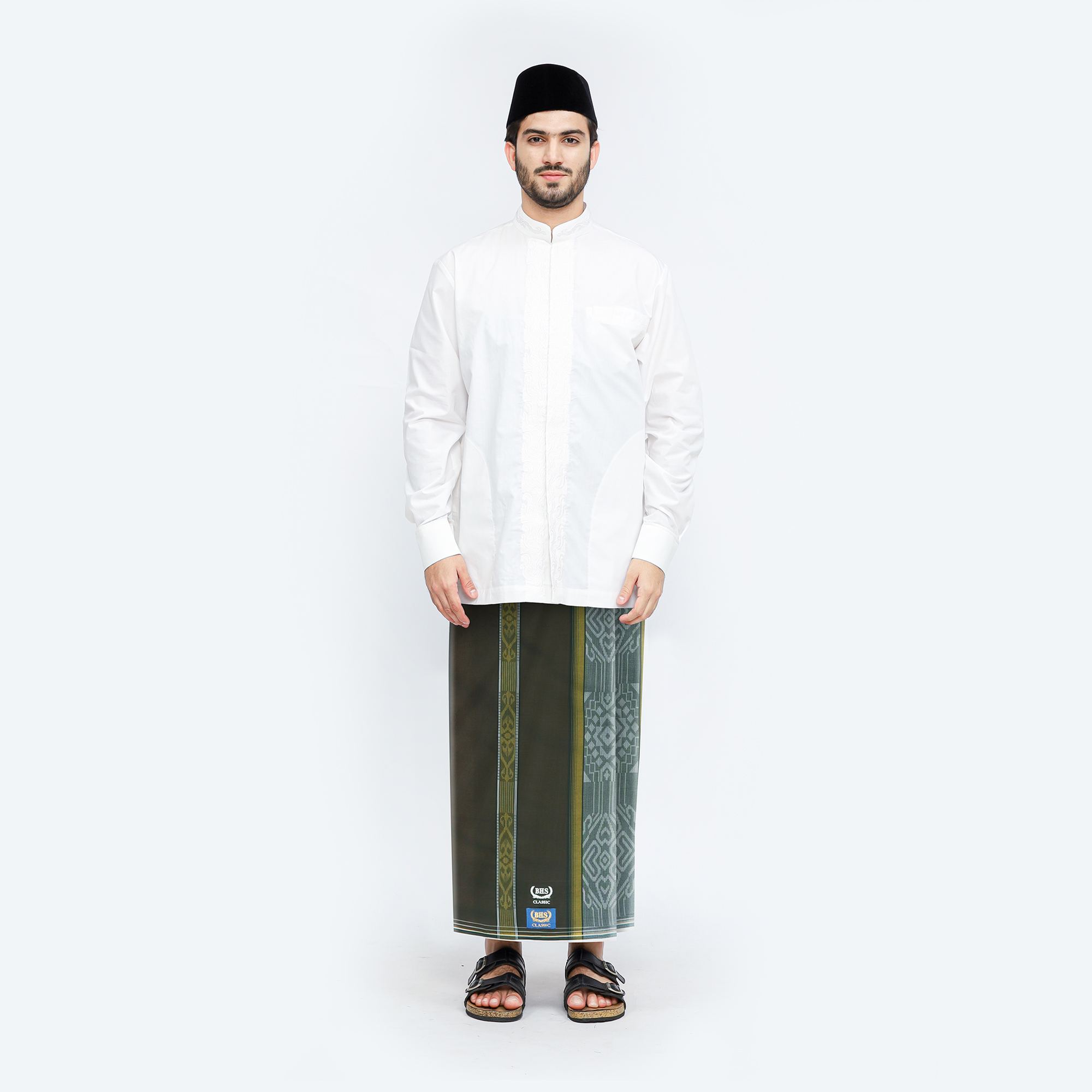 Sarung BHS Classic Gold Motif C44 DGB Olive Muda 01
