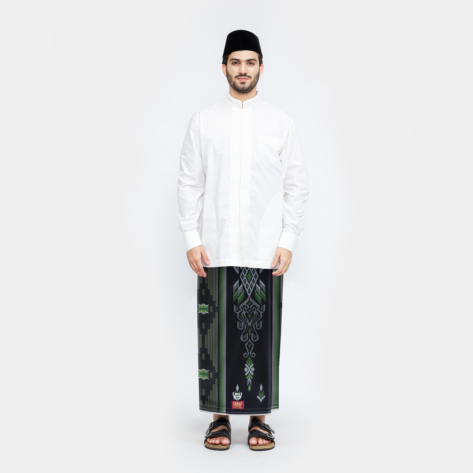 Sarung BHS Excellent Gold Motif E54 SKB Hitam Hijau 04