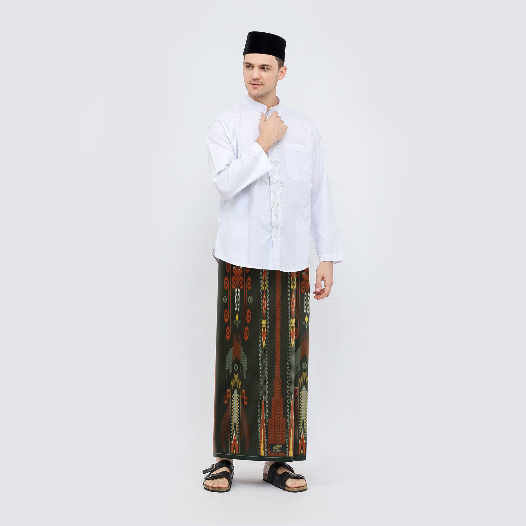 Sarung ATLAS Idaman 555 Kembang Motif BHS A5 GSH Olive Muda