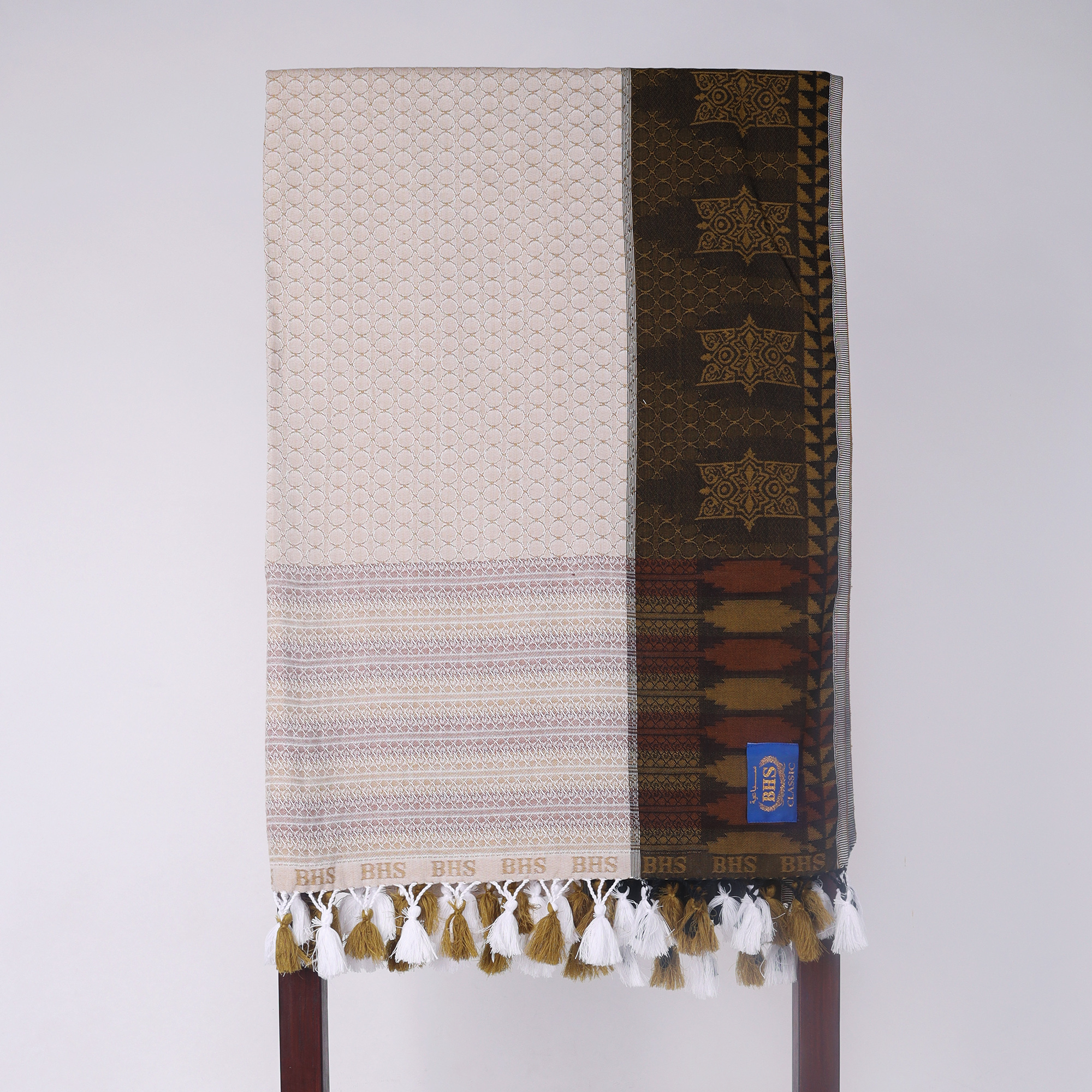 Surban Subaiyah BHS Classic Motif Jacquard Olive Muda