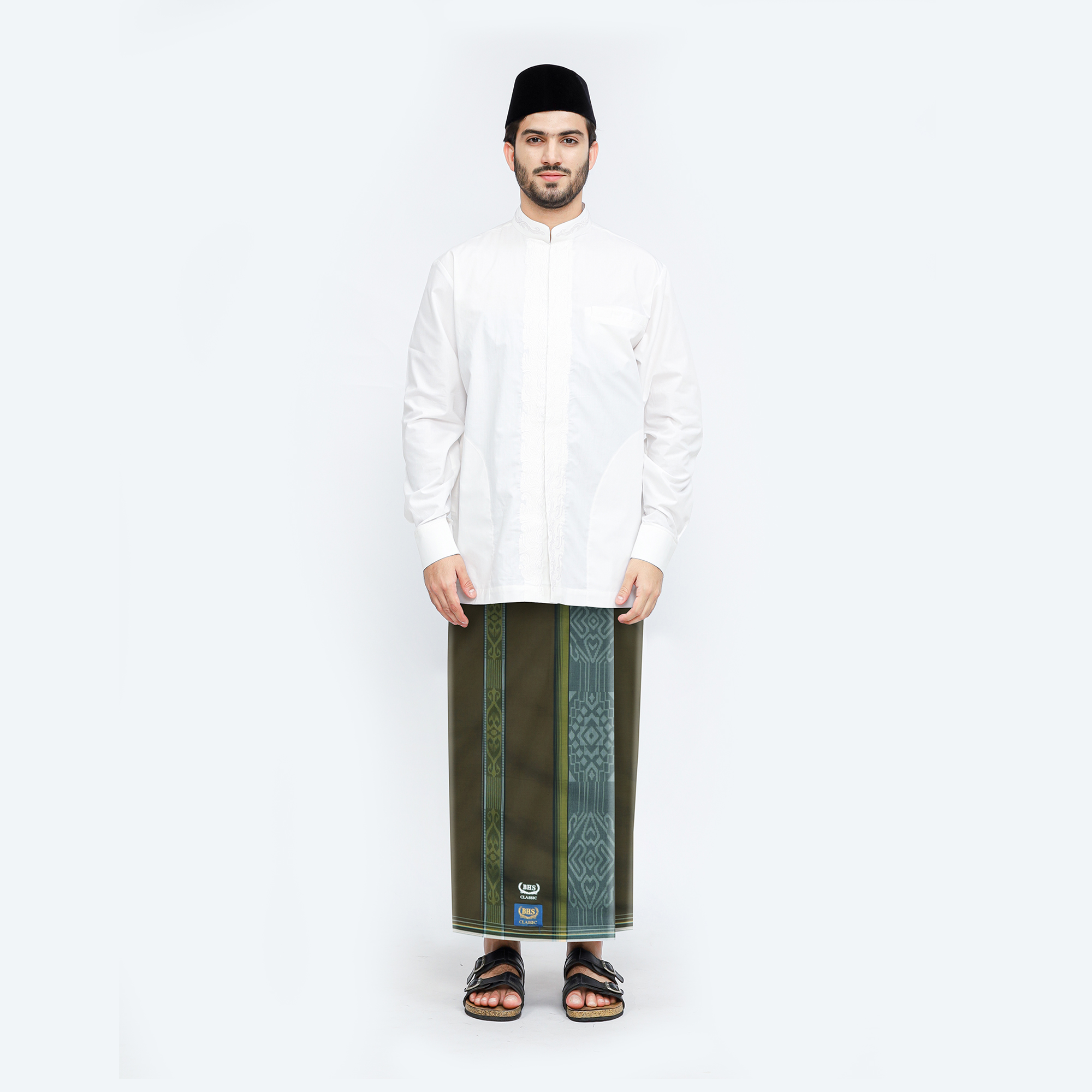 Sarung BHS Classic Gold Motif C44 DGB Olive Muda 02