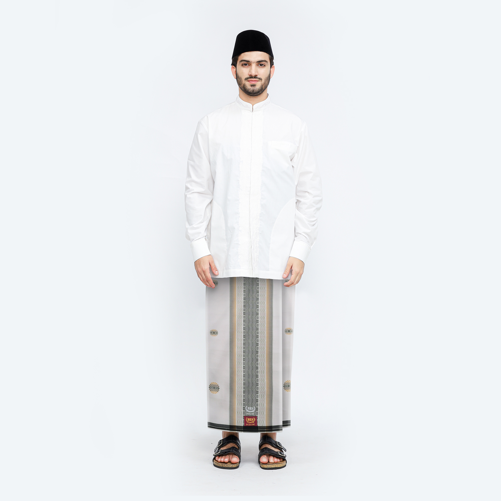 Sarung BHS Excellent Gold Motif E52 SGA Putih Kuning 01