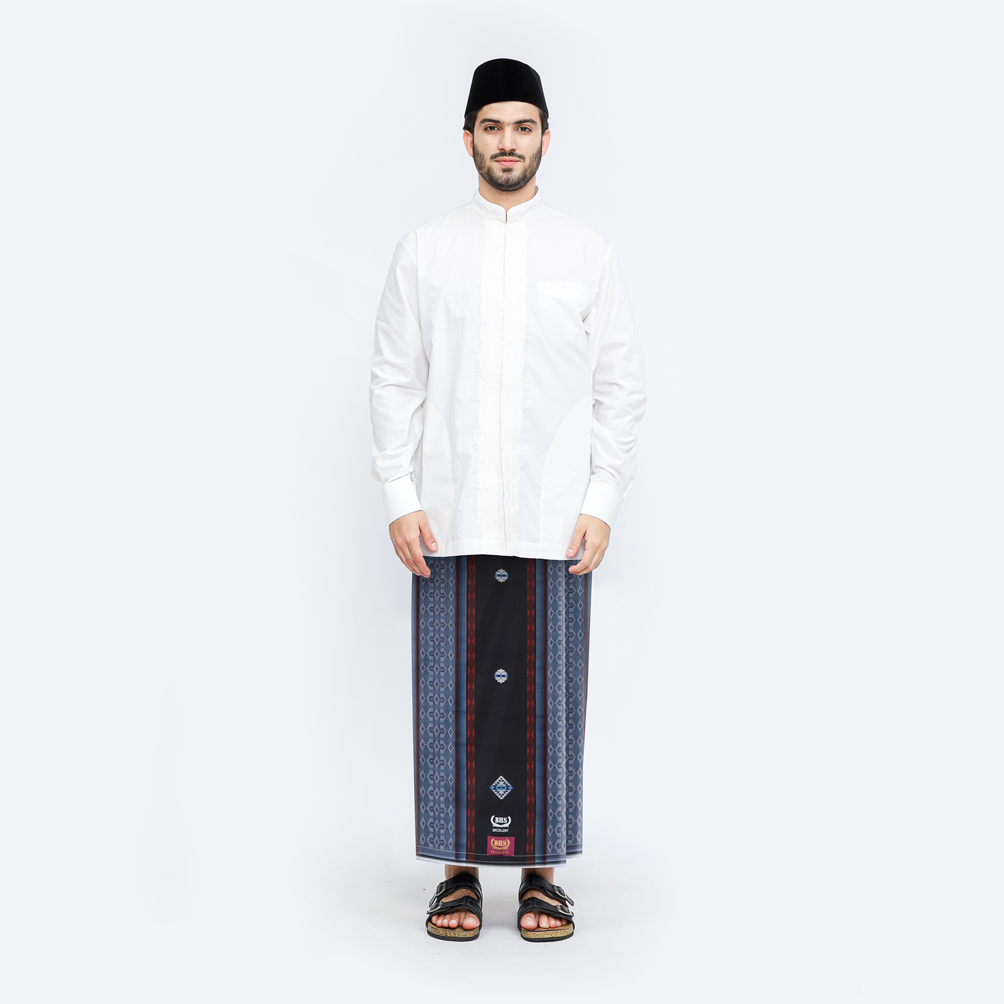 Sarung BHS Excellent Gold Motif E52 SGA Hitam Biru