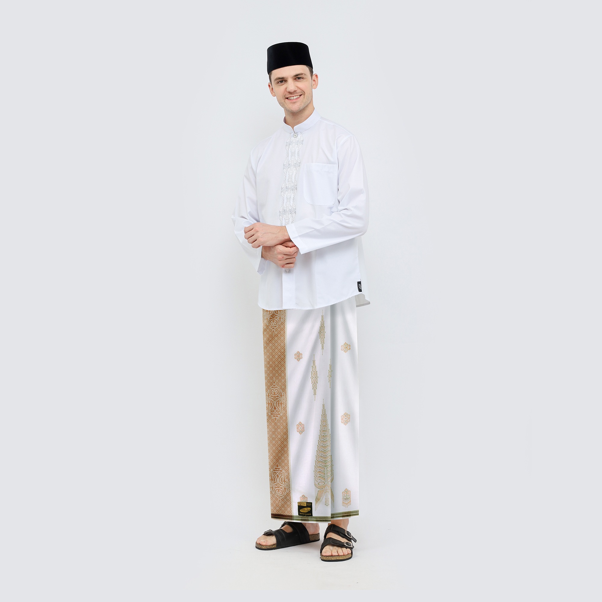 Sarung ATLAS Super Premium 980 Motif A9 JGL Putih Coklat