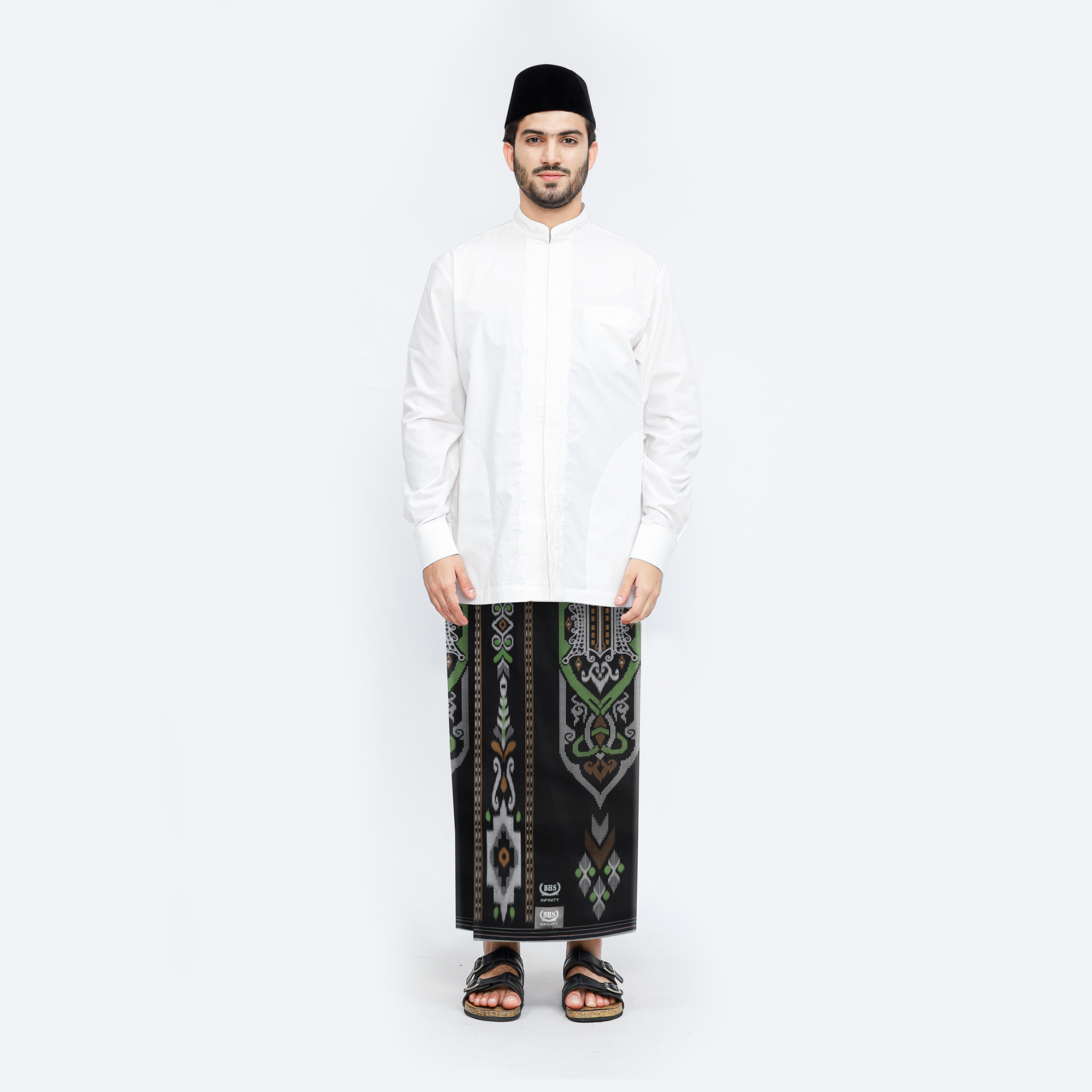 Sarung BHS Infinity Silver Motif V32 EKB Hitam Hijau