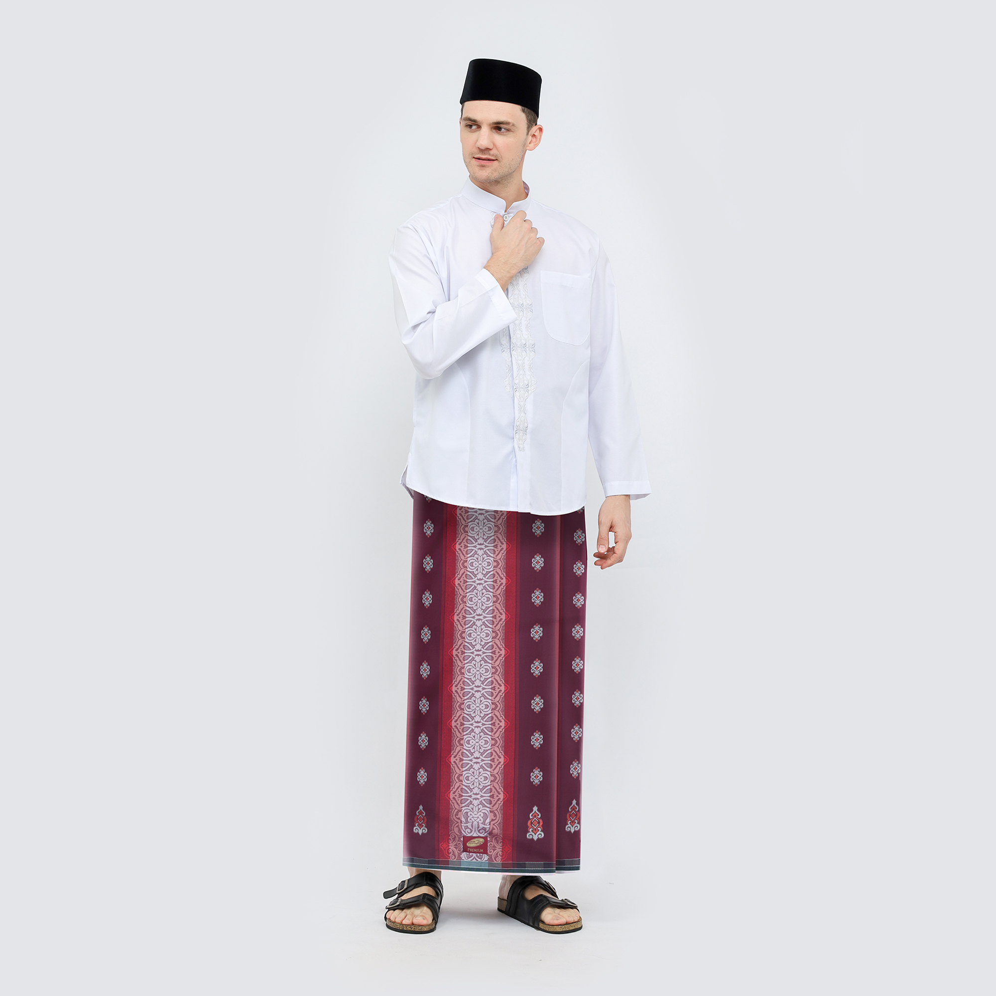 Sarung ATLAS Premium 790 Jacquard Songket Merah Hati