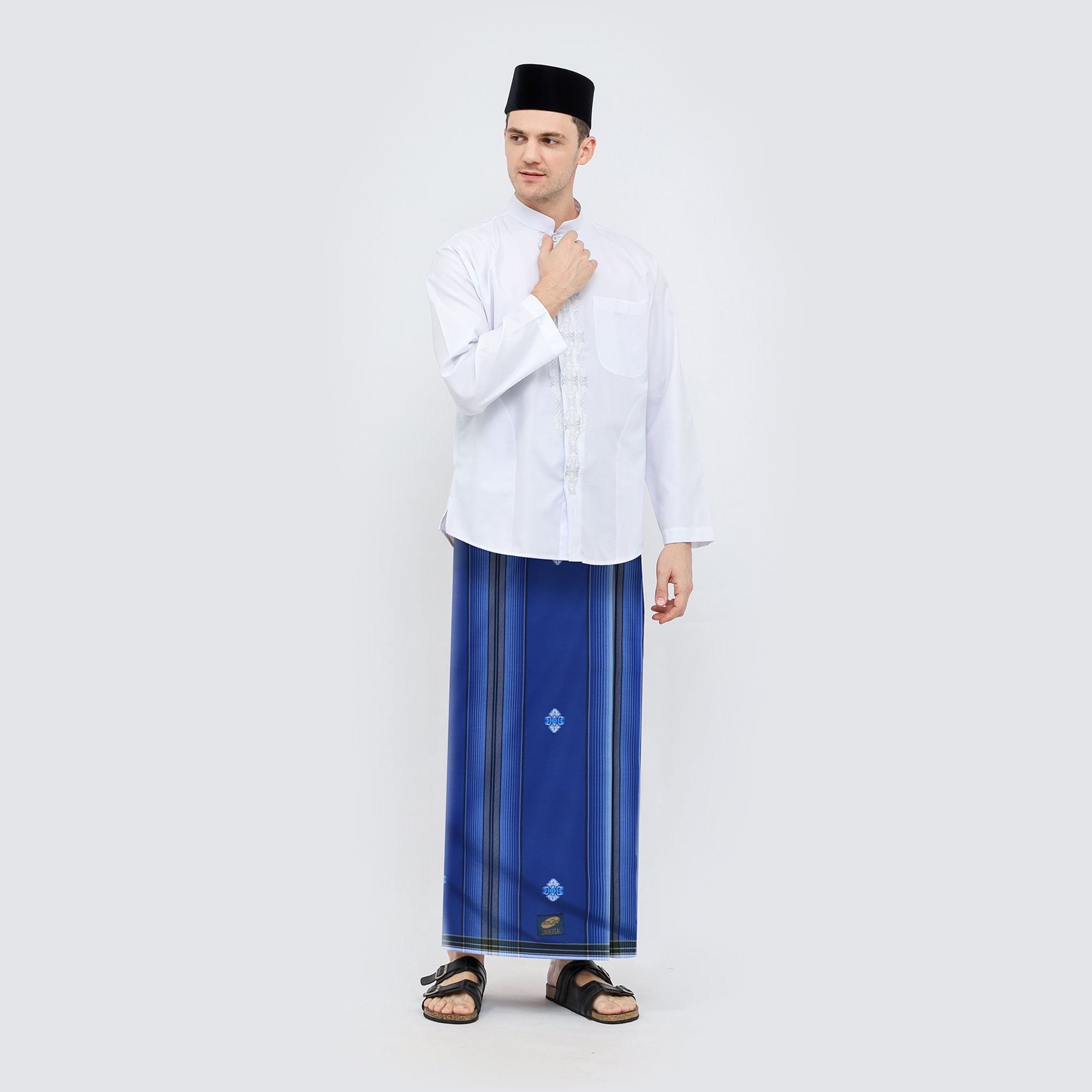 Sarung ATLAS Universal 670 Songket Biru Tua 02
