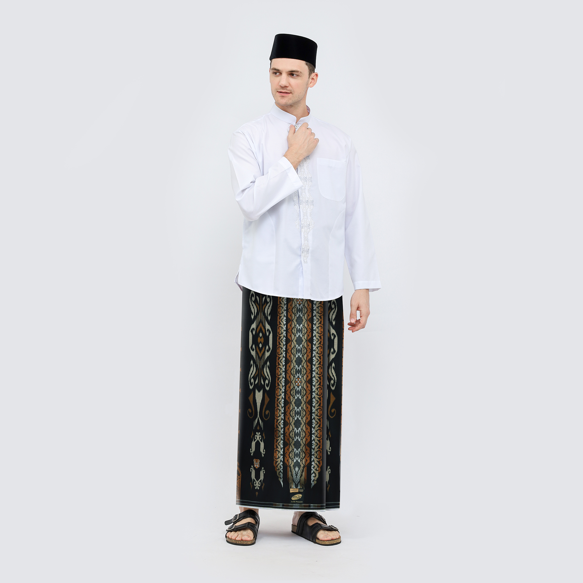 Sarung ATLAS Super Premium 975 Motif A9 JGG Hitam Coklat 01