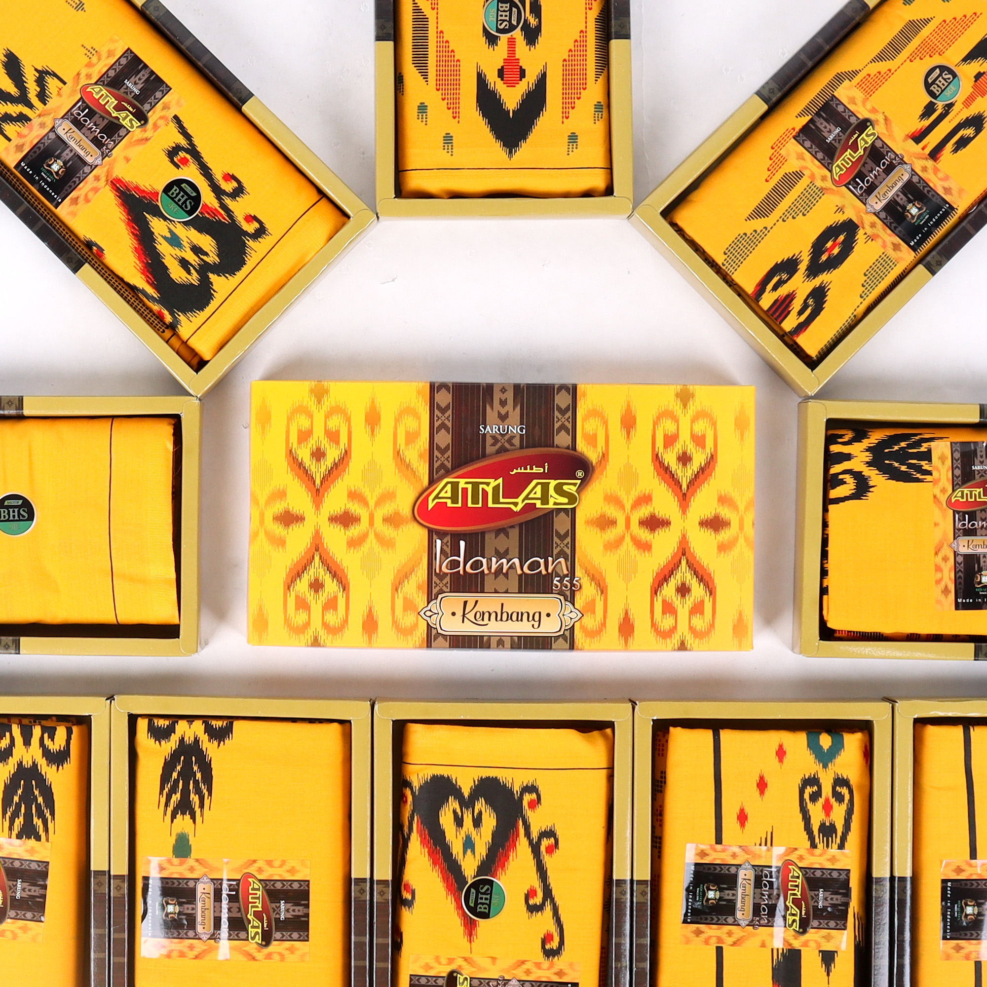 Grosir 10 Pcs Sarung ATLAS Idaman 555 Kembang Yellow Series