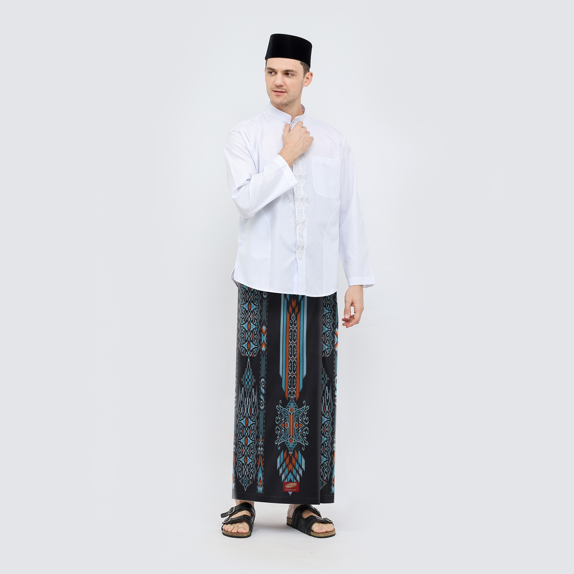 Sarung ATLAS Premium 735 Kembang P7-PKD Hitam Biru