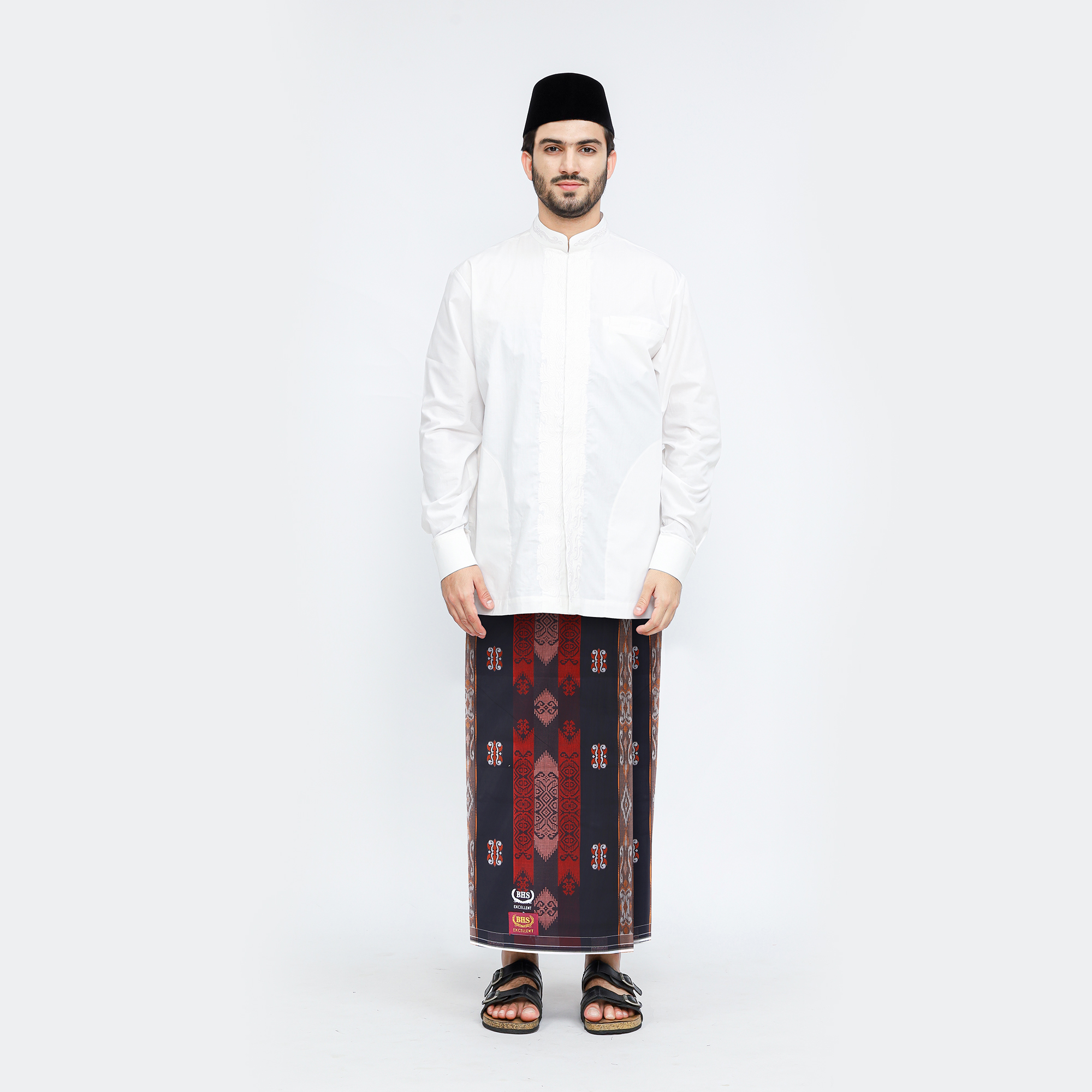 Sarung BHS Excellent Gold Motif E57 JGF Hitam Merah 01
