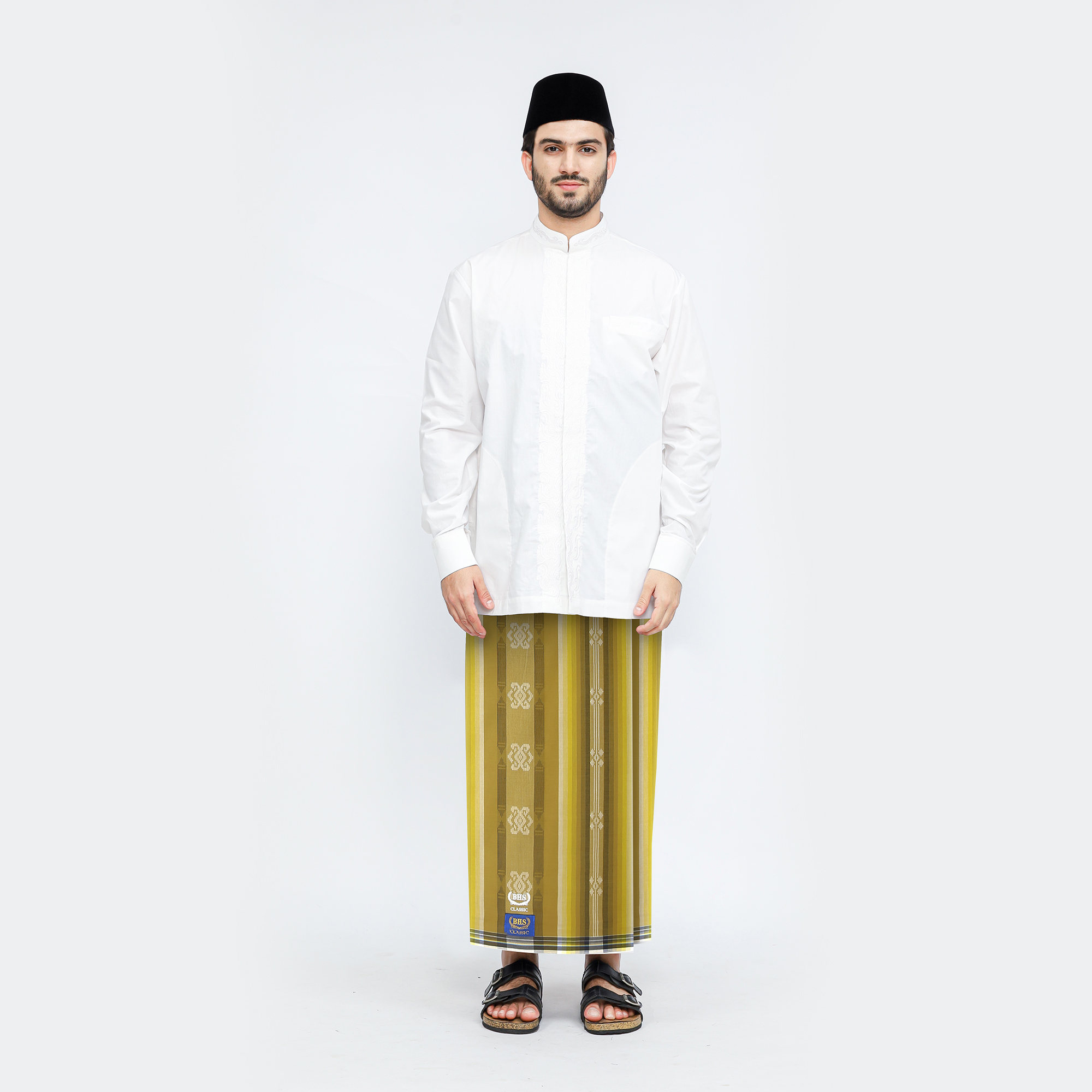 Sarung BHS Classic Gold Motif C44 DKB Olive Muda 01