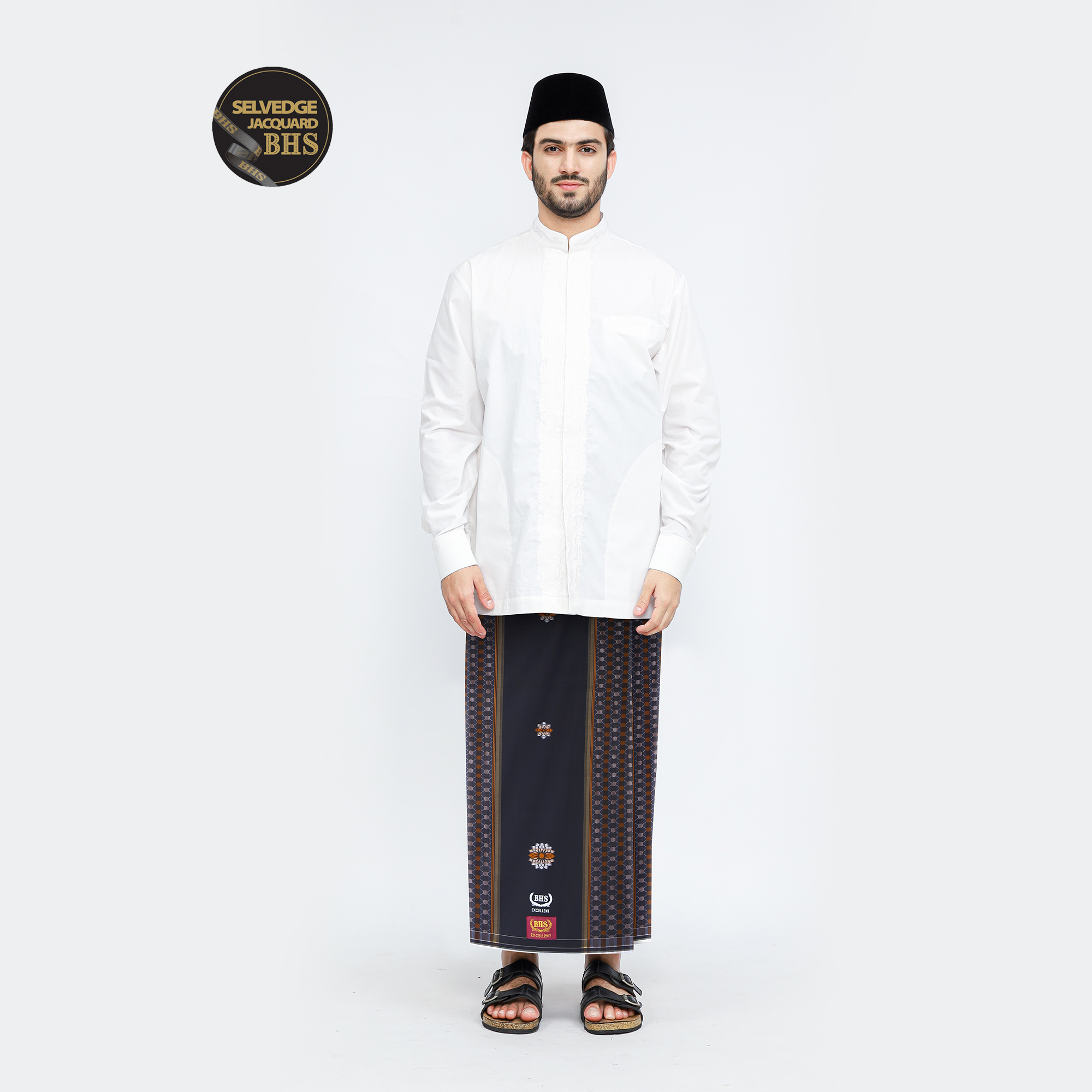Sarung BHS Excellent Gold Motif E52 SCA Hitam Orange 02