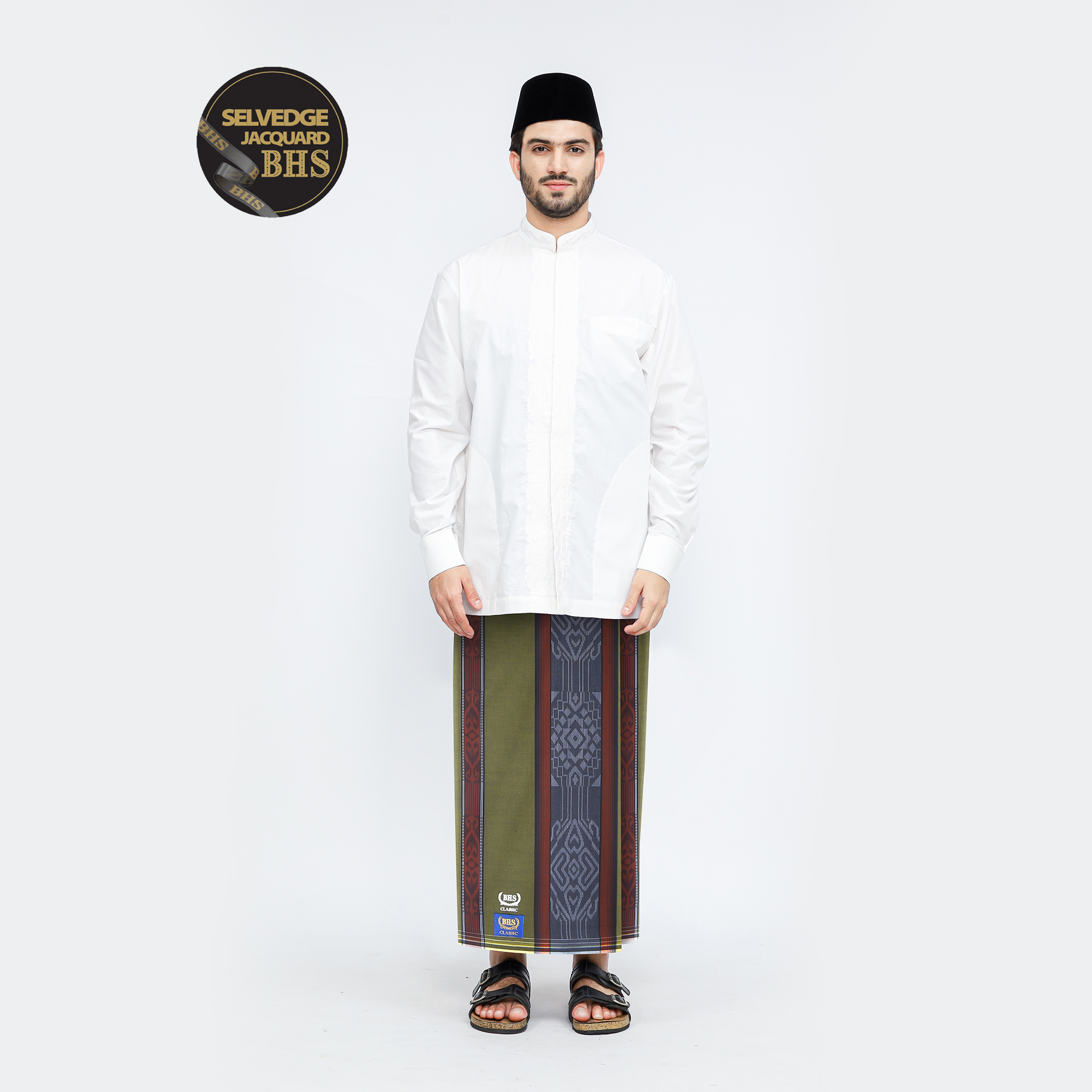 Sarung BHS Classic Gold Motif C44 DGB Olive Muda 03