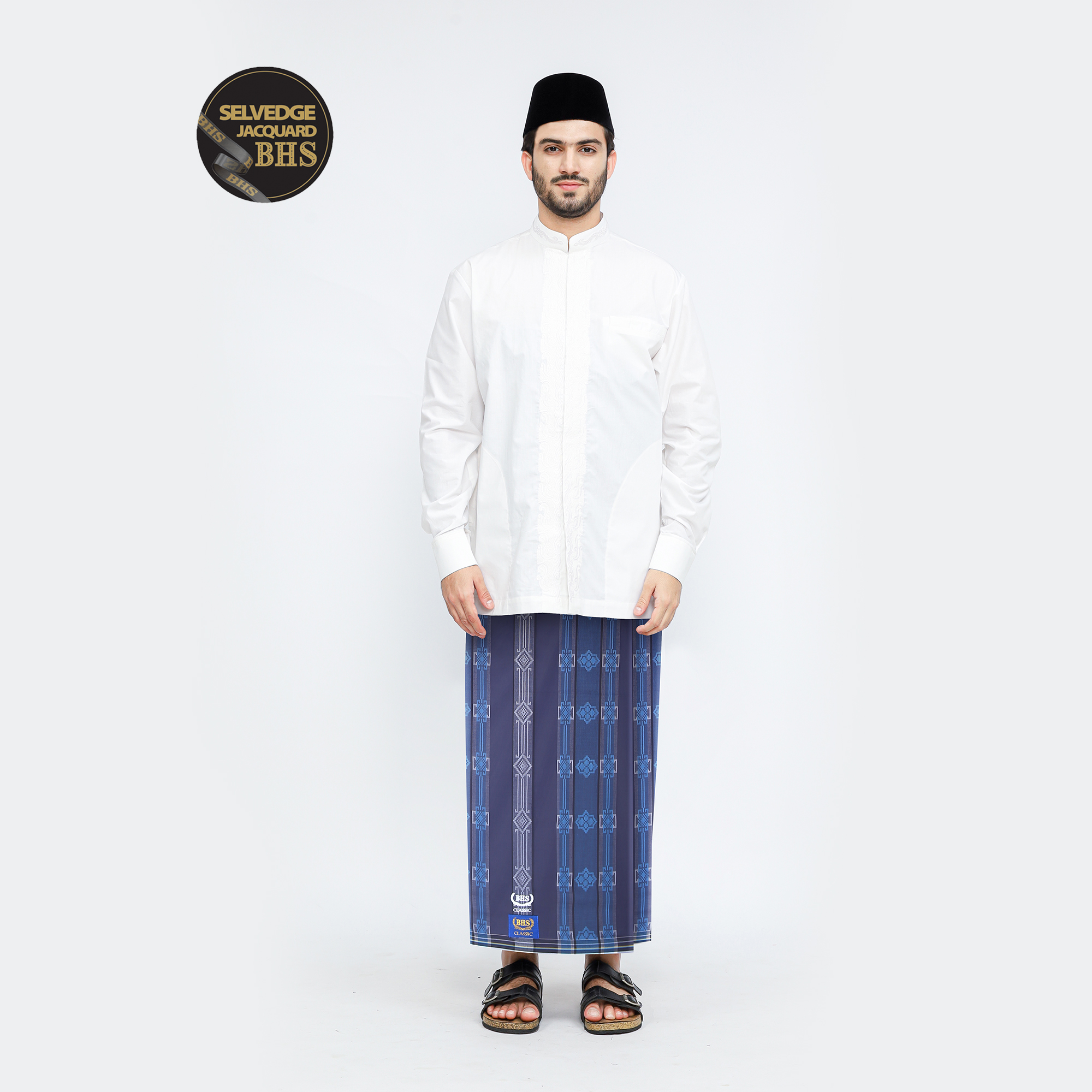 Sarung BHS Classic Gold Motif C44 DKB Abu Biru