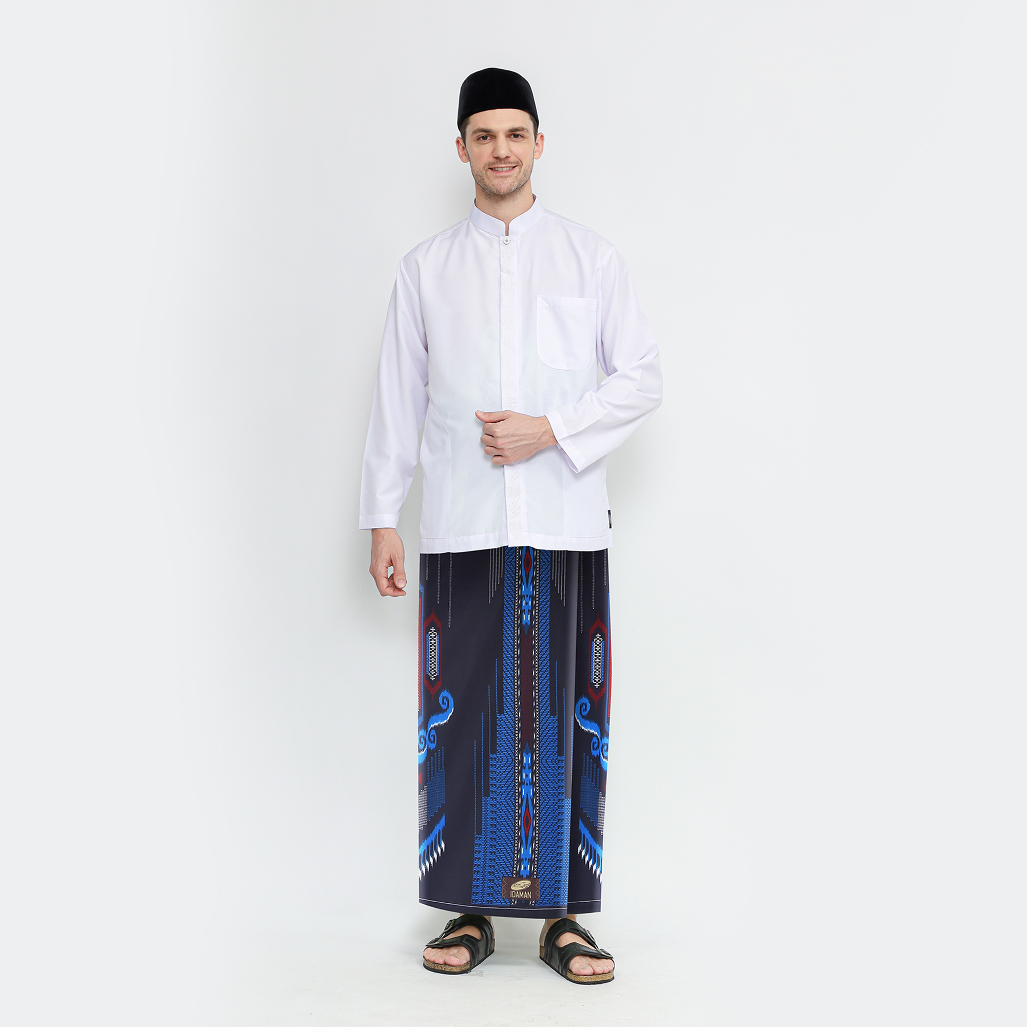 Sarung ATLAS Idaman 555 Kembang Motif BHS A5 GSH Hitam Biru