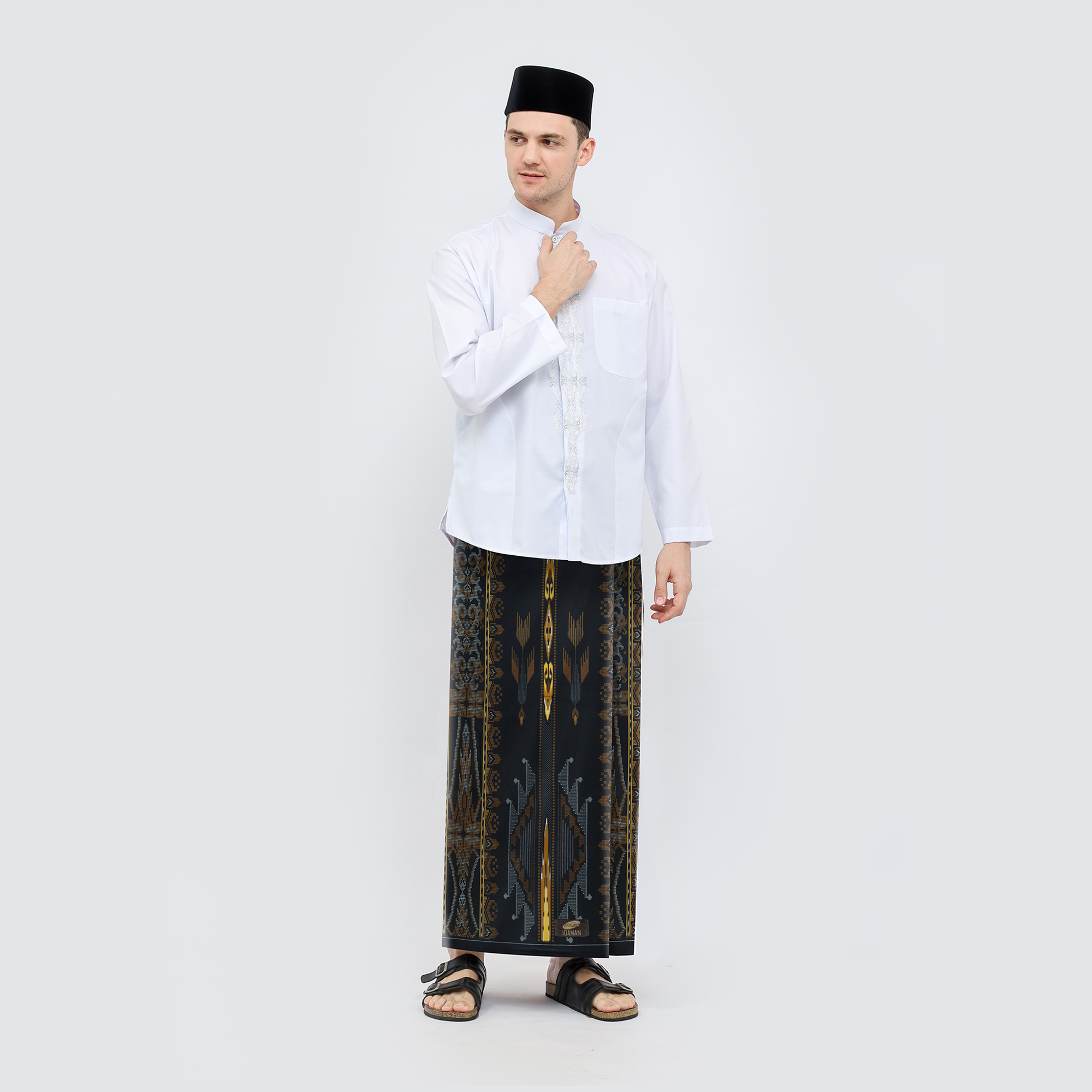 Sarung ATLAS Idaman 555 Kembang Motif BHS A5 GSK Hitam Olive