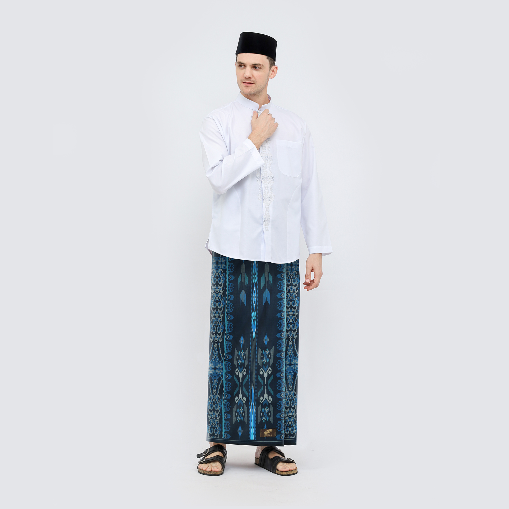 Sarung ATLAS Idaman 555 Kembang Motif BHS A5 GSK Biru Navy