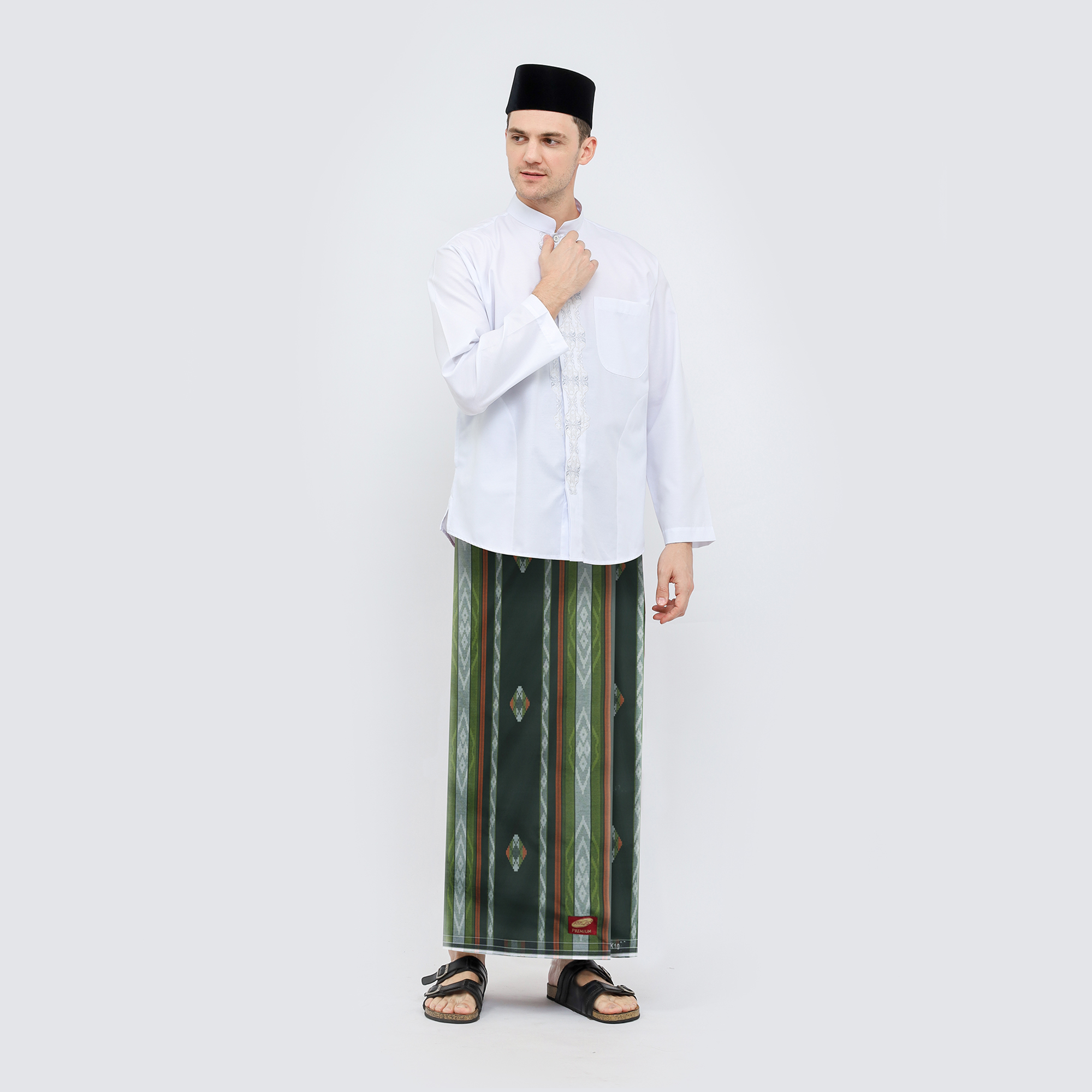 Sarung ATLAS Premium 760 Songket Olive Tua 01