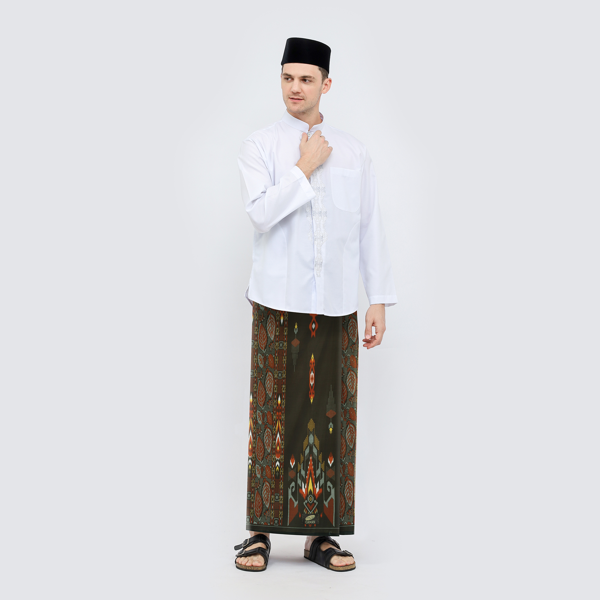 Sarung ATLAS Idaman 555 Kembang Motif BHS A5 GSN Olive Muda