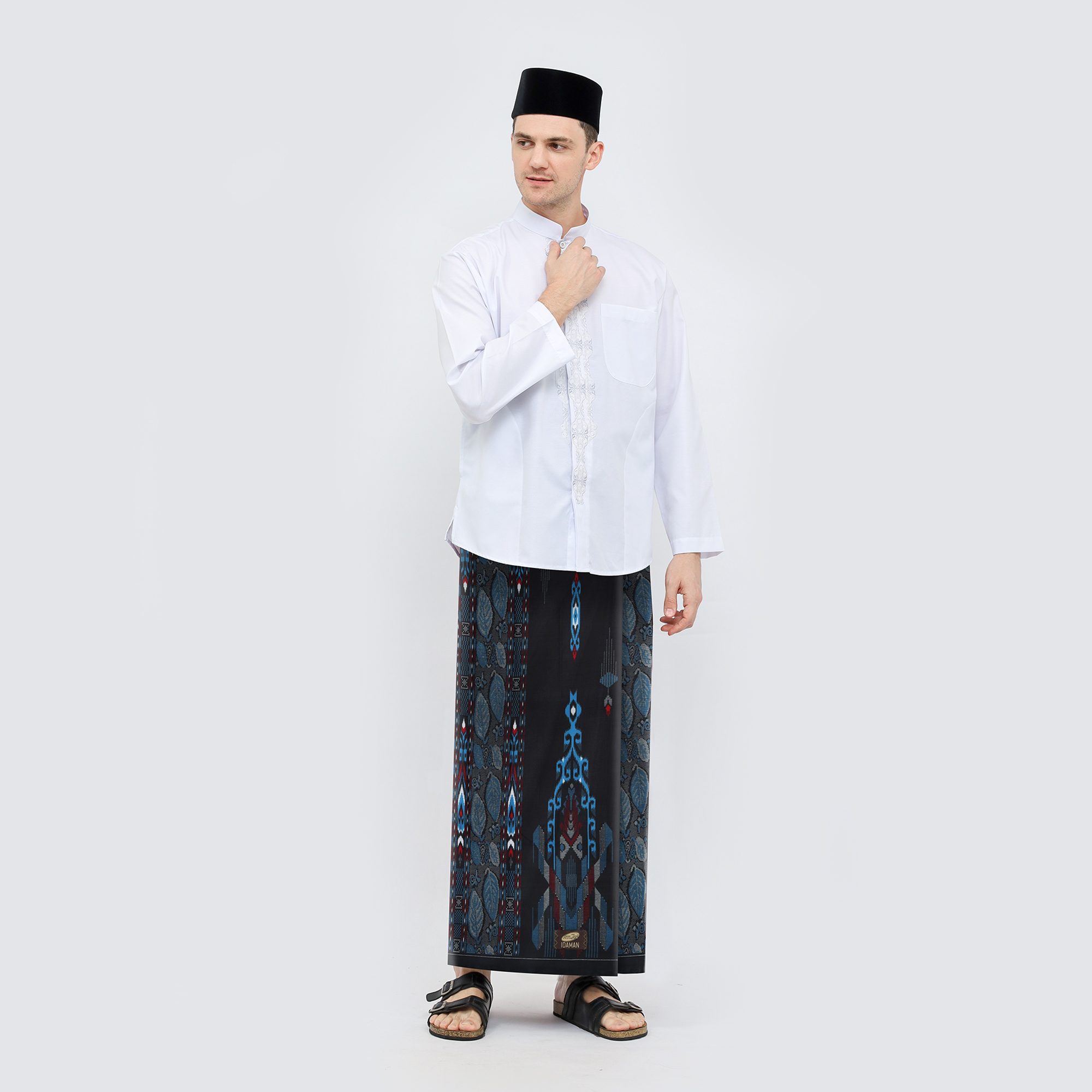 Sarung ATLAS Idaman 555 Kembang Motif BHS A5 GSN Hitam Biru