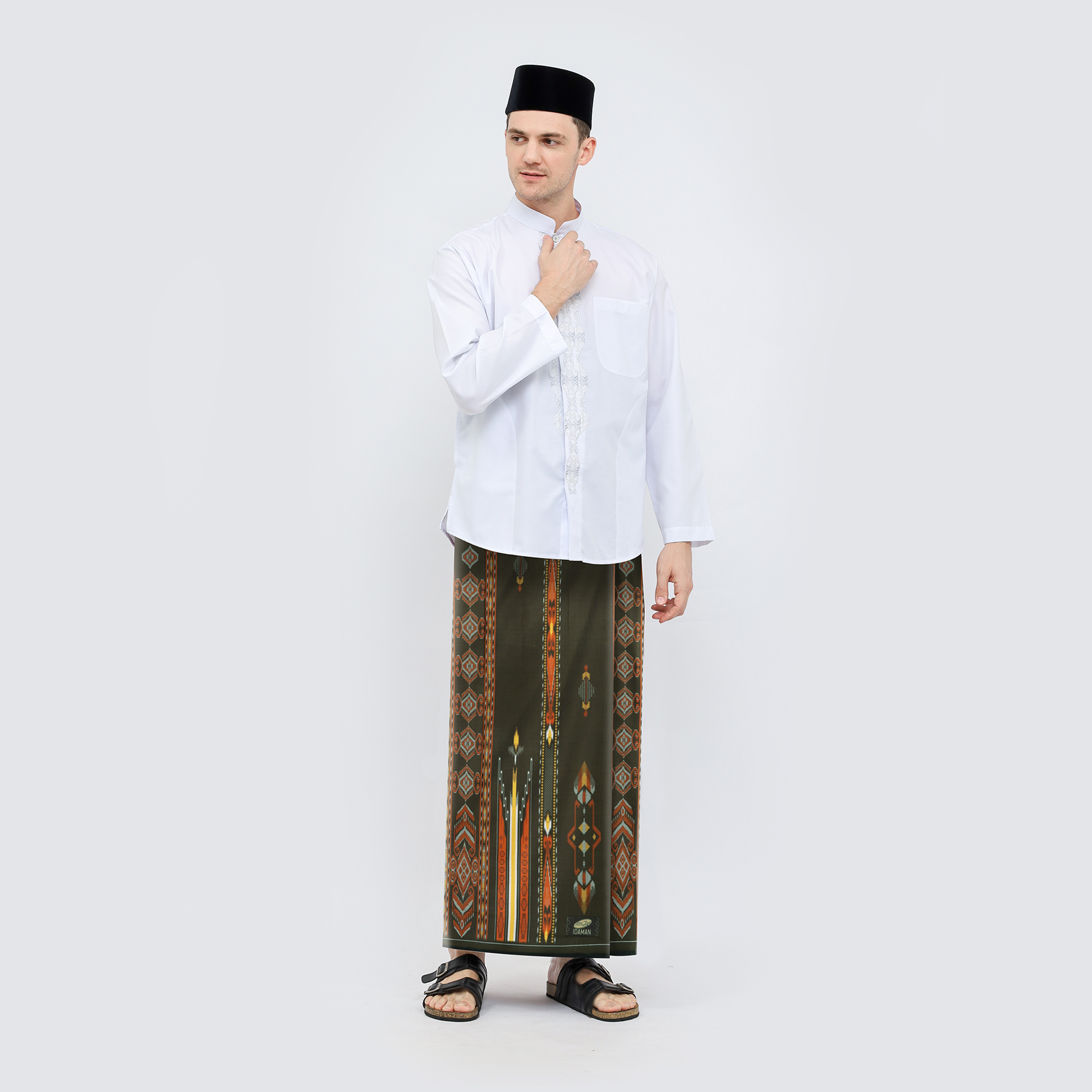 Sarung ATLAS Idaman 555 Kembang Motif BHS A5 GSL Olive Muda