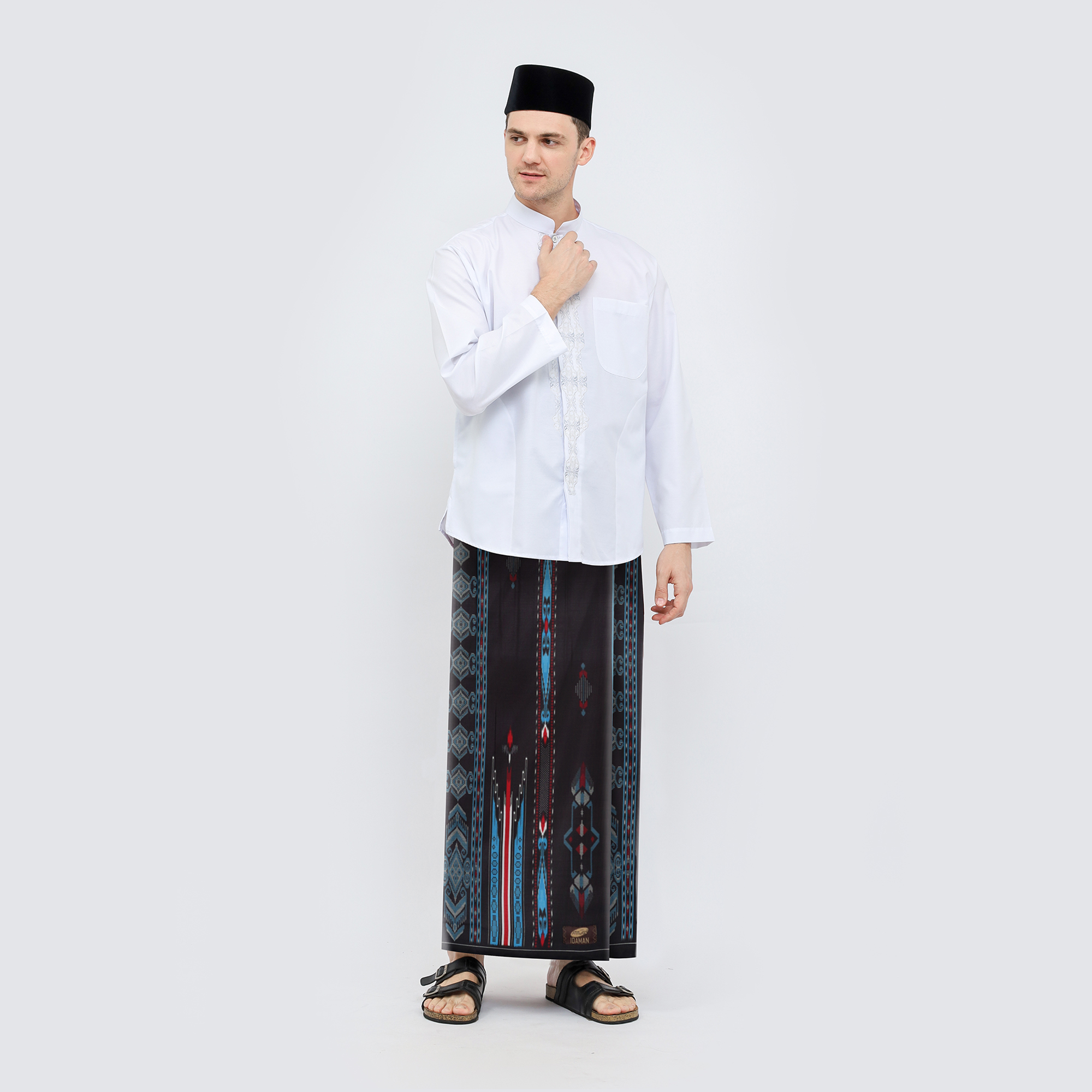 Sarung ATLAS Idaman 555 Kembang Motif BHS A5 GSL Hitam Biru