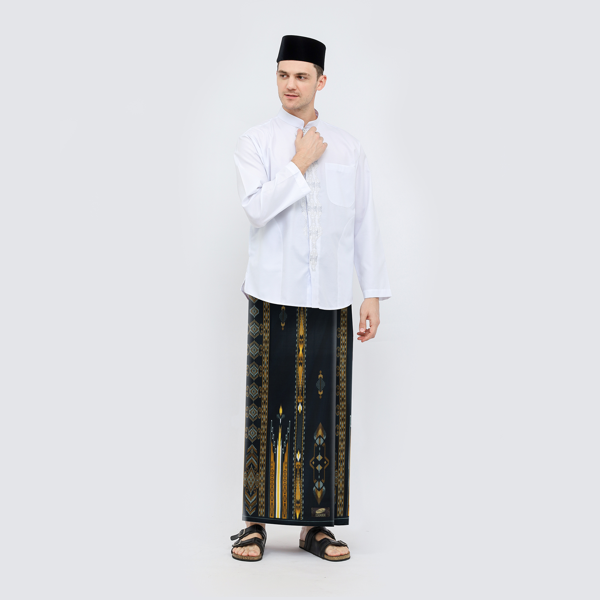 Sarung ATLAS Idaman 555 Kembang Motif BHS A5 GSL Hitam Olive