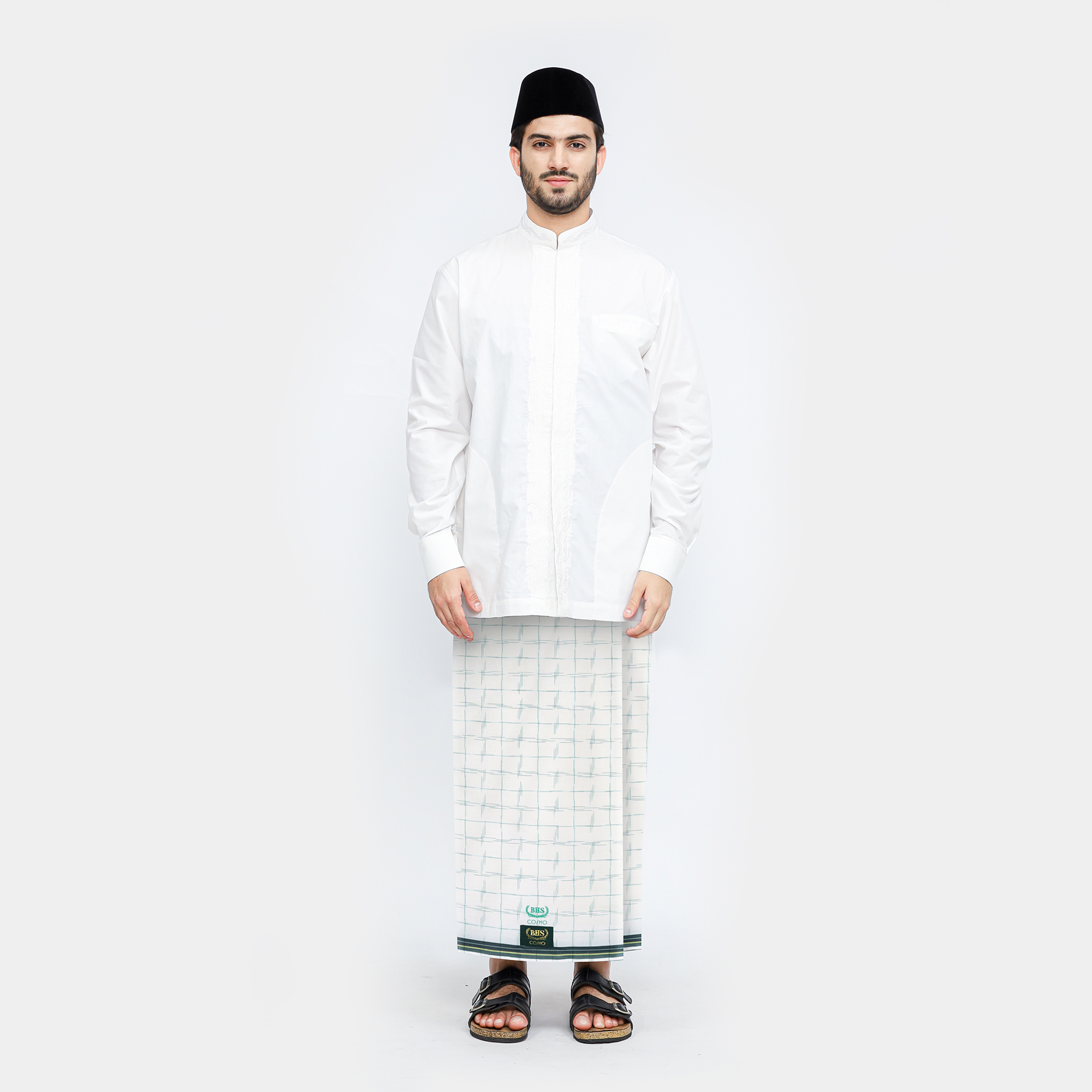 Sarung BHS Cosmo Gold Motif K26 PRB Putih Biru